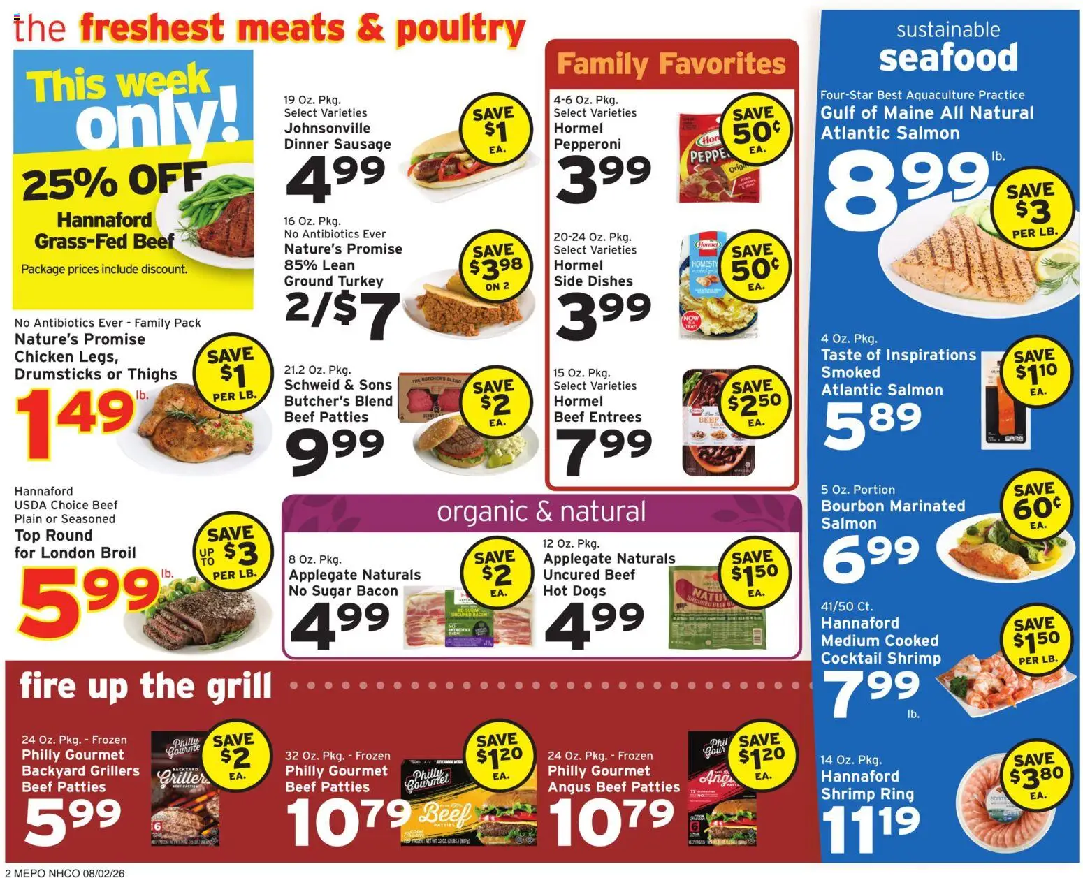 Hannaford Weekly Flyer - valid from 08/02/2026 | Page: 2 | Products: Ring, Seafood, Poultry, Grill
