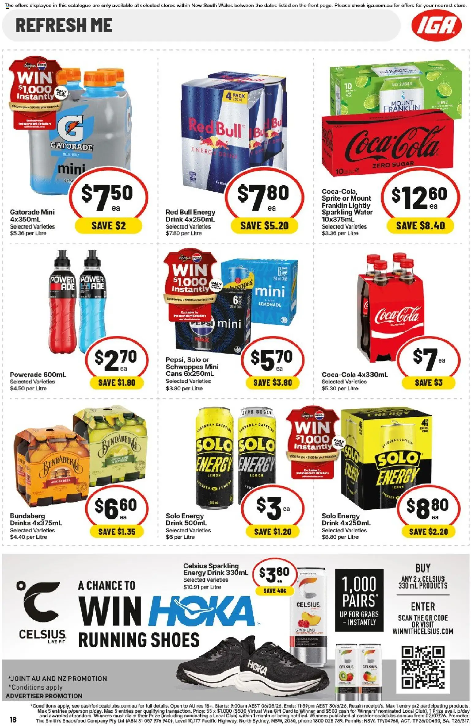 IGA catalogue - valid from 20.05.2026 | Page: 19 | Products: Energy drink, Beer, Pepsi, Running shoes