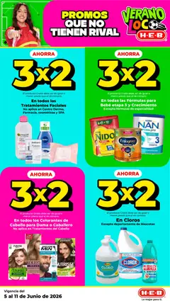 Vista previa de H-E-B folleto, nuevo folleto de la tienda, válido en México a partir del 05.06.2026 | Página: 6 | Productos: Crema, Agua, Cloro, Agua micelar