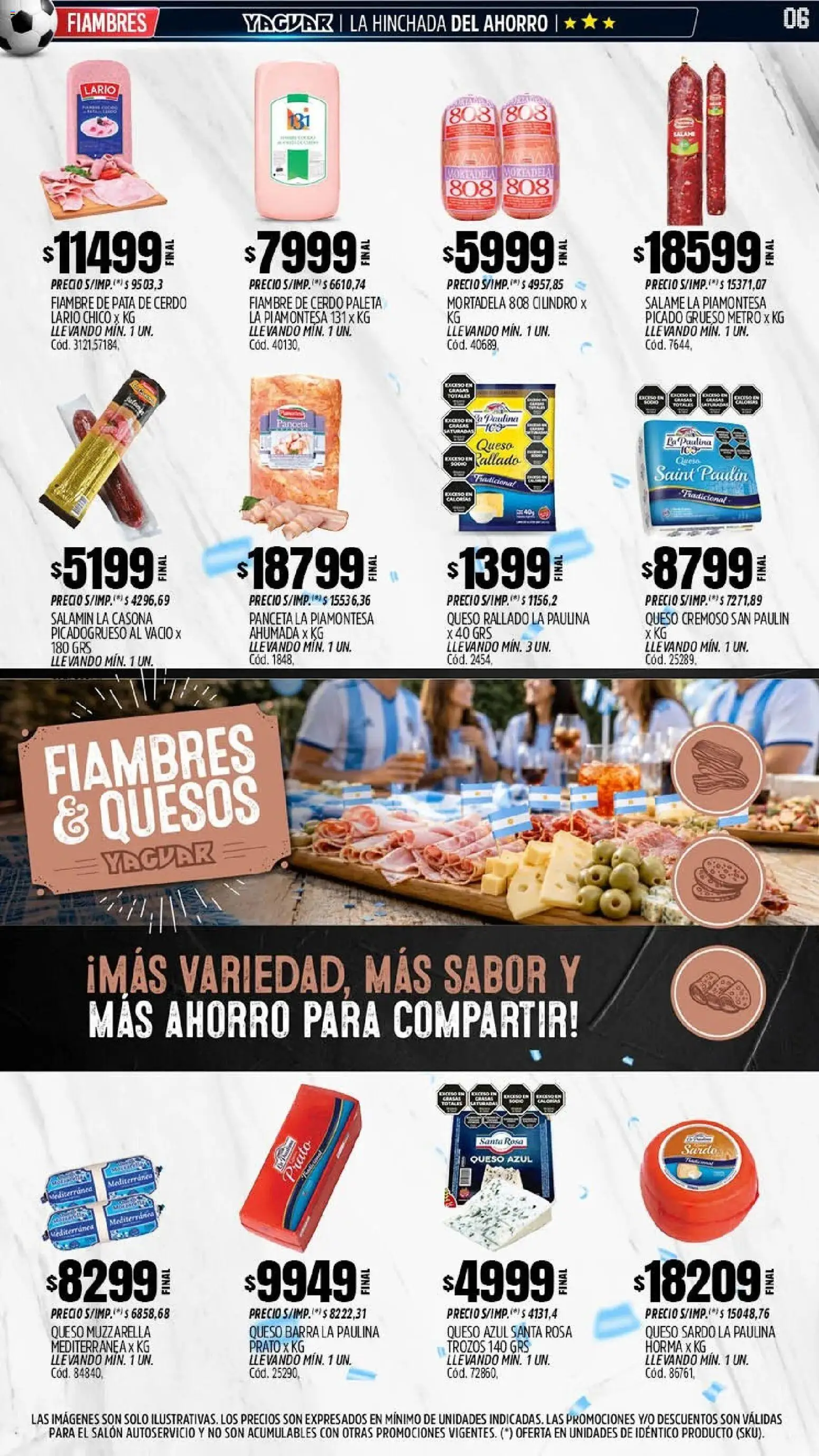 Yaguar - Oferta Semanal San Juan │ válido desde el 08.06.2026 | Página: 7 | Productos: Muzzarella, Panceta, Queso, Salame