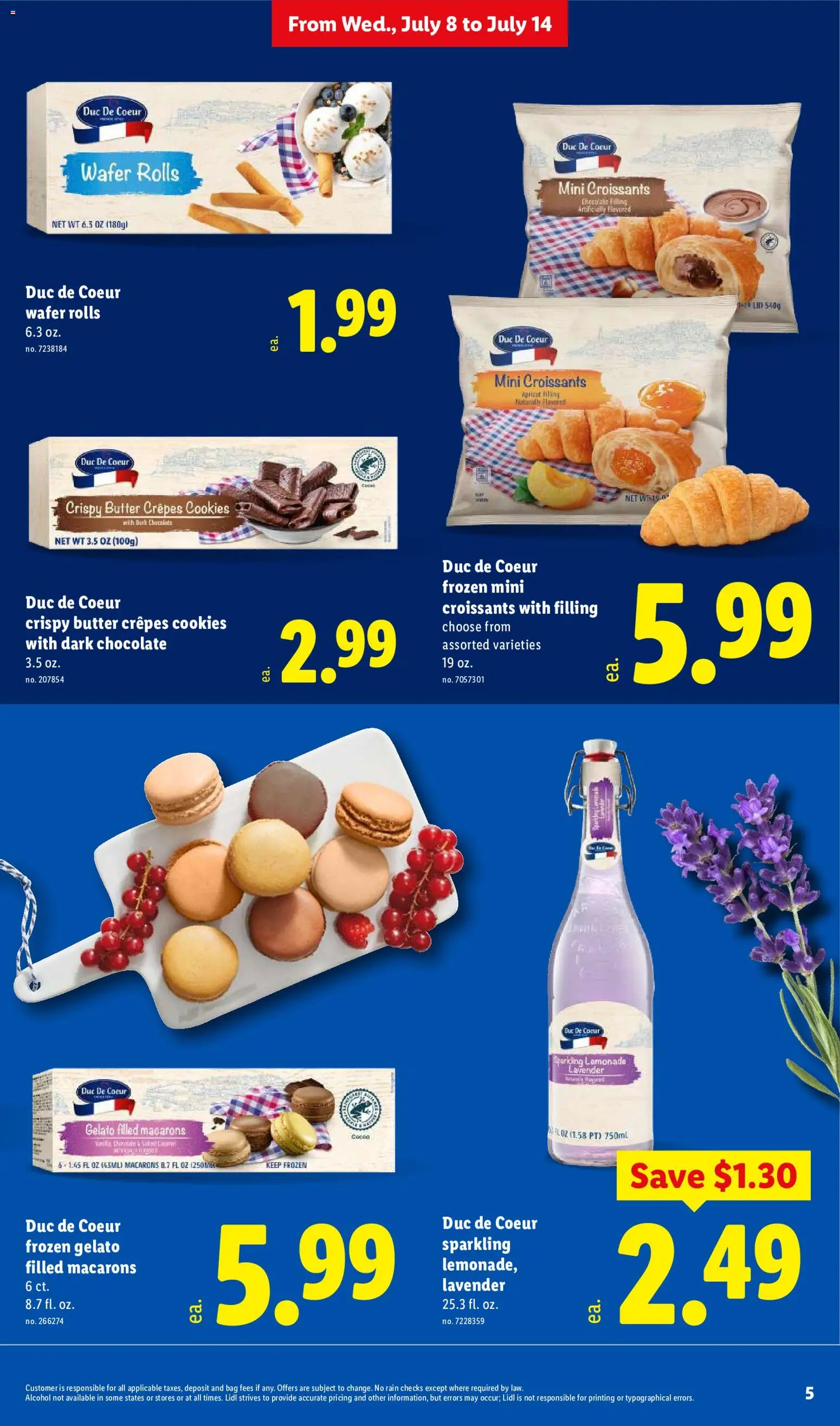 Lidl Weekly Ad - valid from 07/08/2026 | Page: 5 | Products: Macarons, Alcohol, Crepes, Croissants