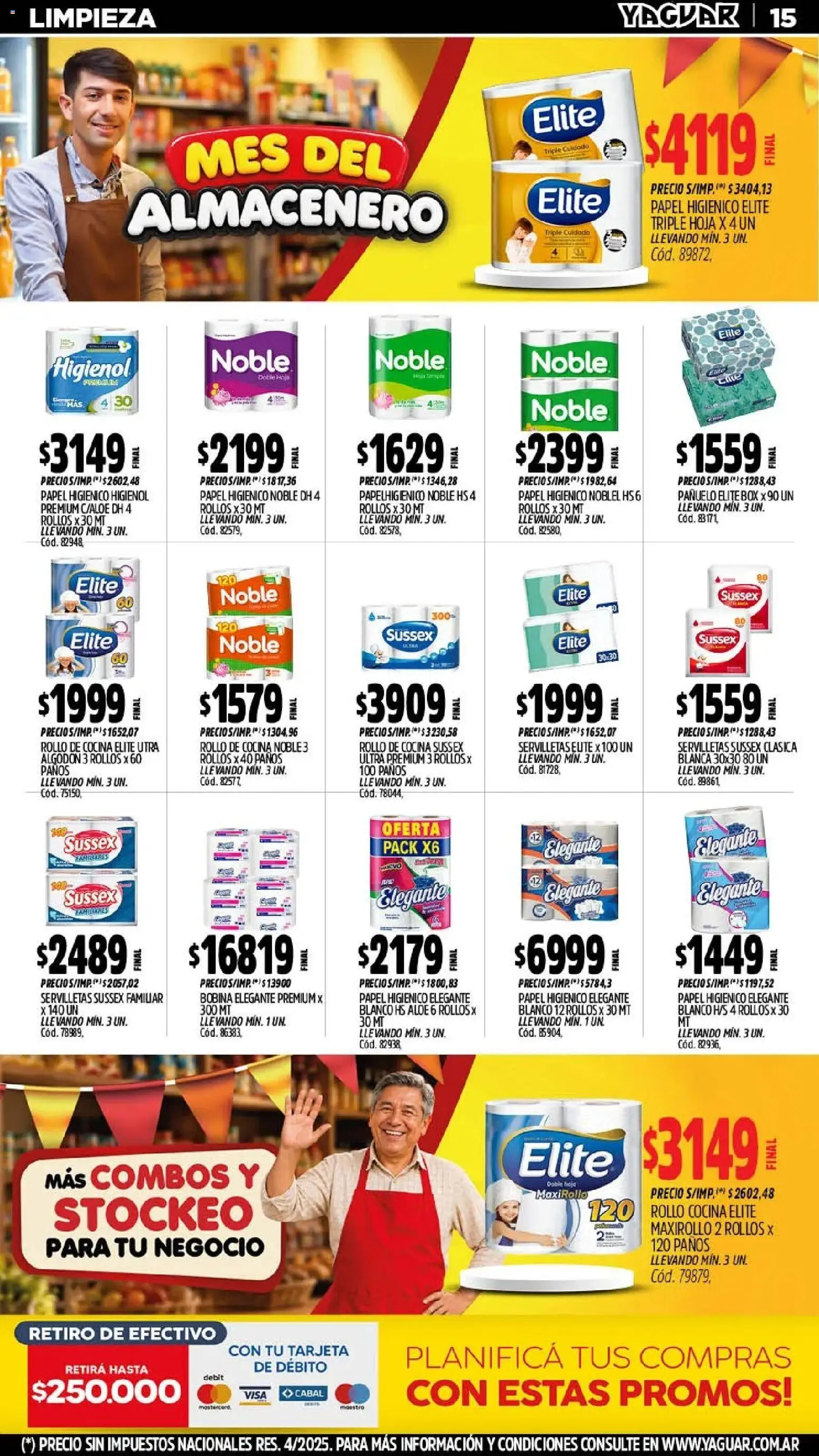 Yaguar - Oferta Semanal Chaco │ válido desde el 28/09/2026 | Página: 15 | Productos: Papel higiénico, Algodón, Pañuelo, Servilletas