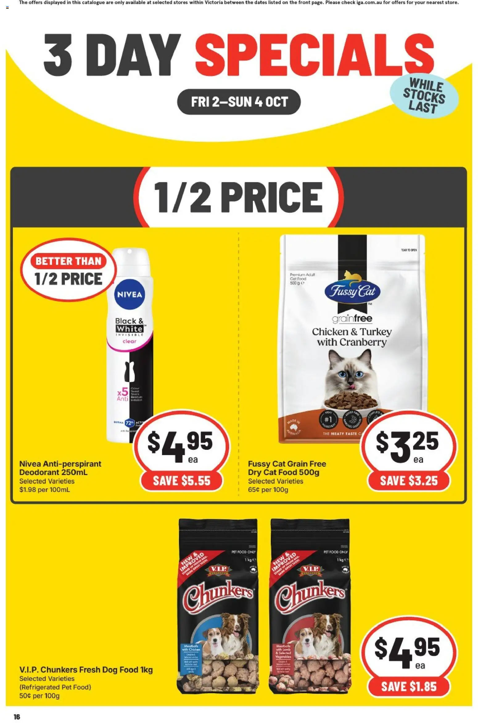 IGA catalogue - valid from 02/10/2026 | Page: 3 | Products: Deodorant, Dog food, Turkey, Fridge