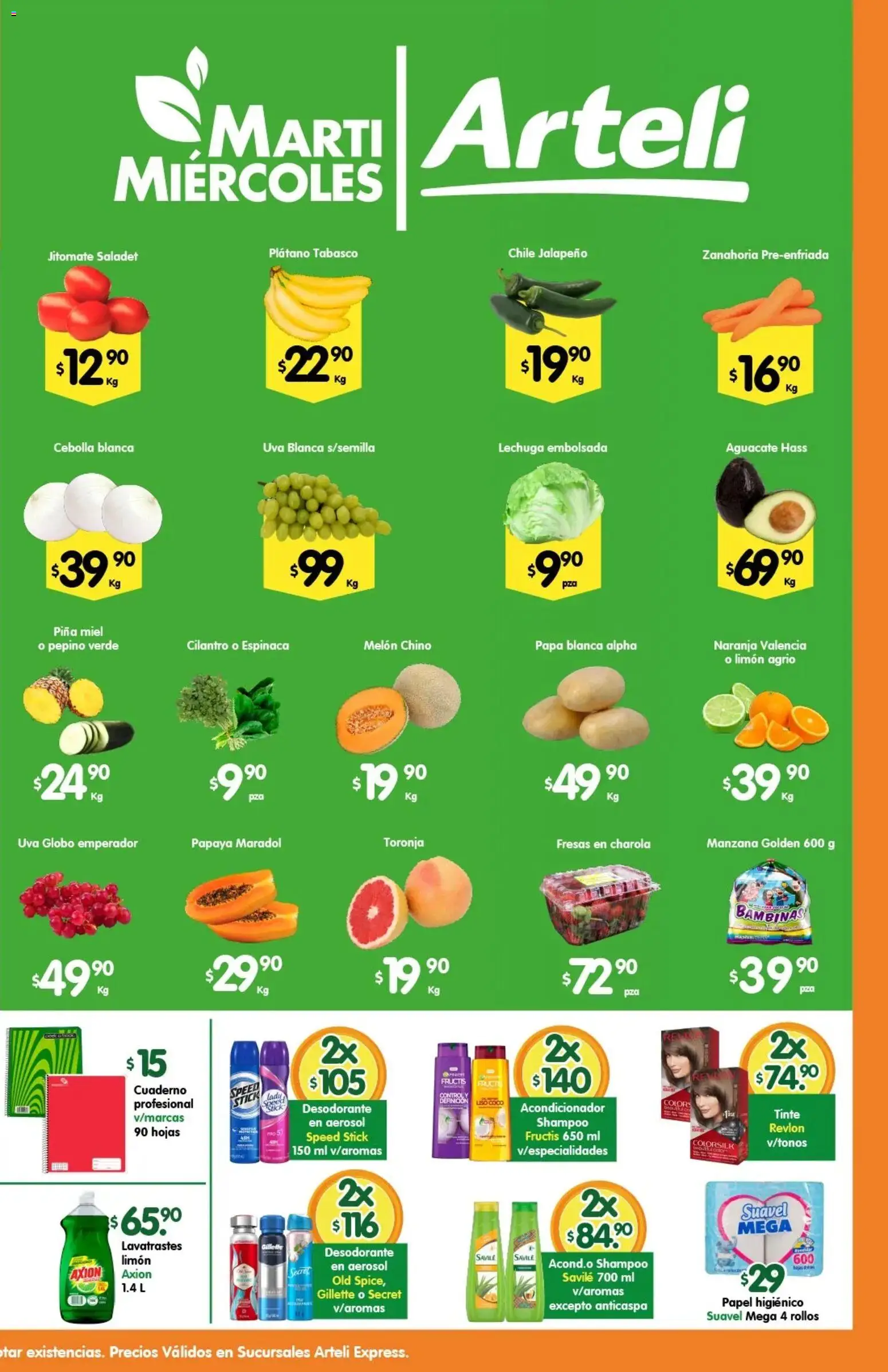 Nuevas ofertas de Arteli válidas en toda la República Mexicana desde el 11/08/2026. ¡Encuentra las mejores ofertas en Arteli folleto Express! | Página: 2 | Productos: Lechuga, Uva, Espinaca, Cuaderno