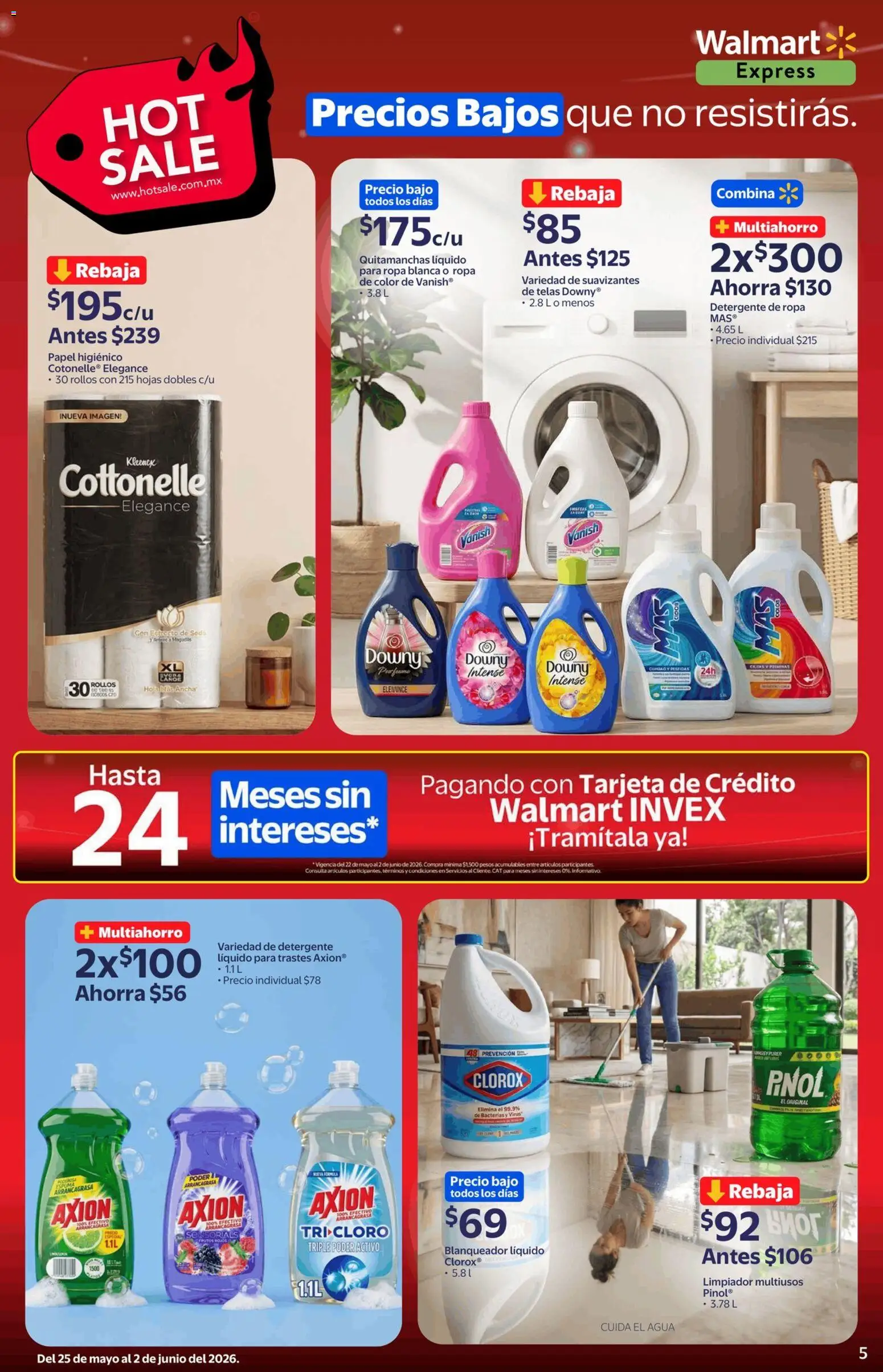 Nuevas ofertas de Walmart Express válidas en toda la República Mexicana desde el 25.05.2026. ¡Encuentra las mejores ofertas en Walmart Express Hot Sale! | Página: 5 | Productos: Quitamanchas, Detergente, Agua, Ropa