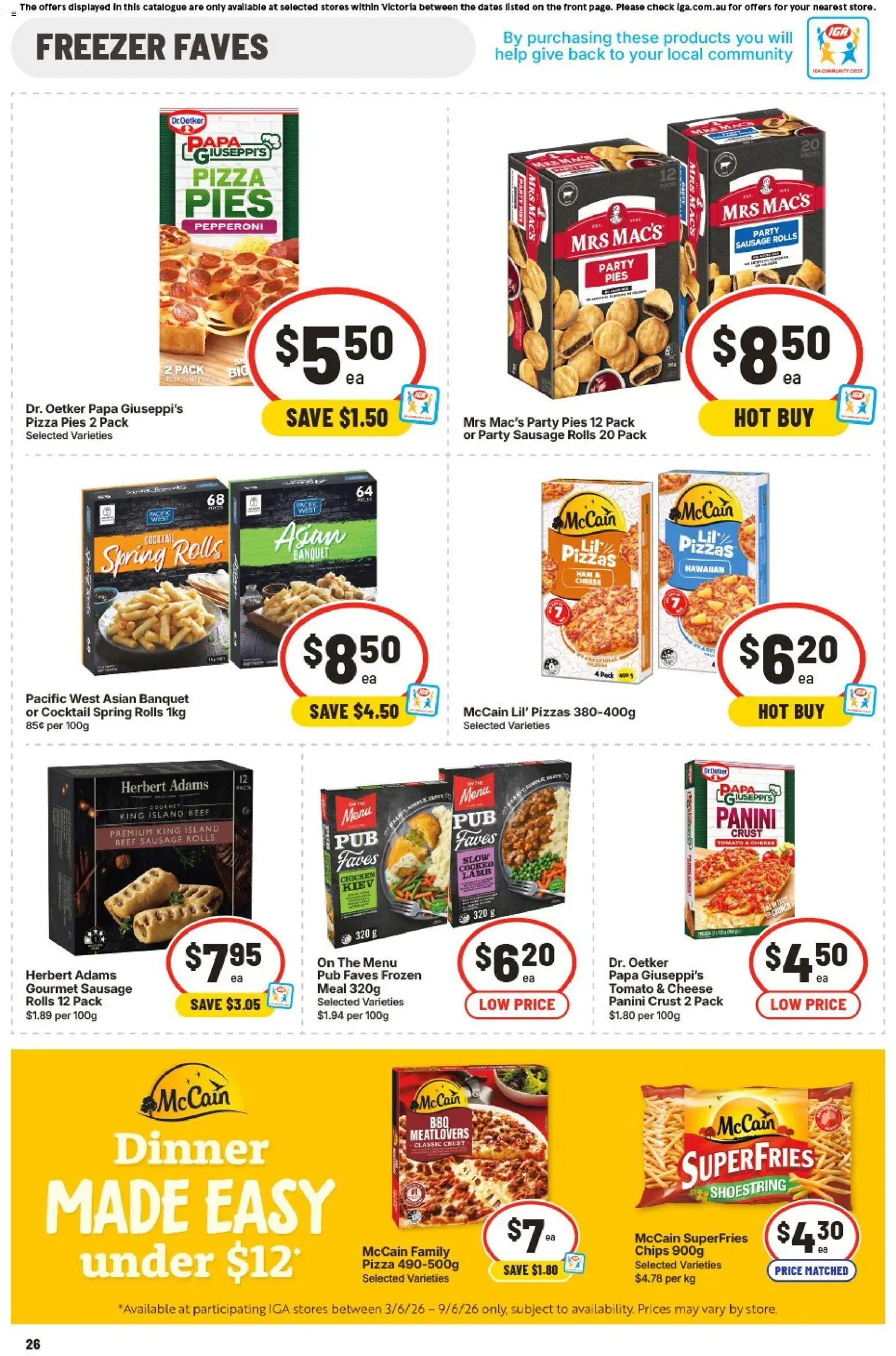 IGA catalogue - valid from 03.06.2026 | Page: 26 | Products: Cheese, Lamb, Chips, Pies