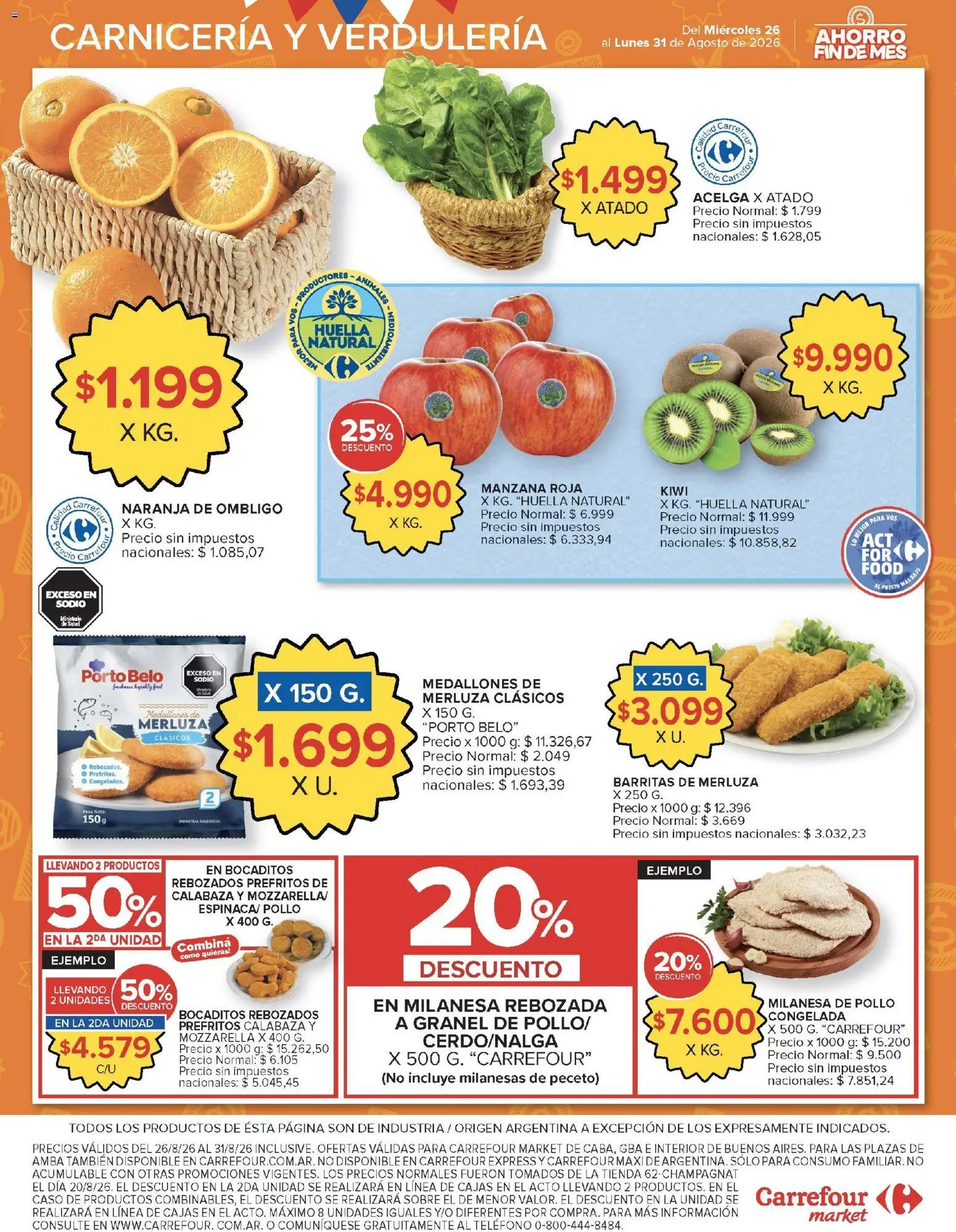 Carrefour ofertas │ válido desde el 26/08/2026 | Página: 38 | Productos: Milanesas, Sobre, Manzana, Kiwi