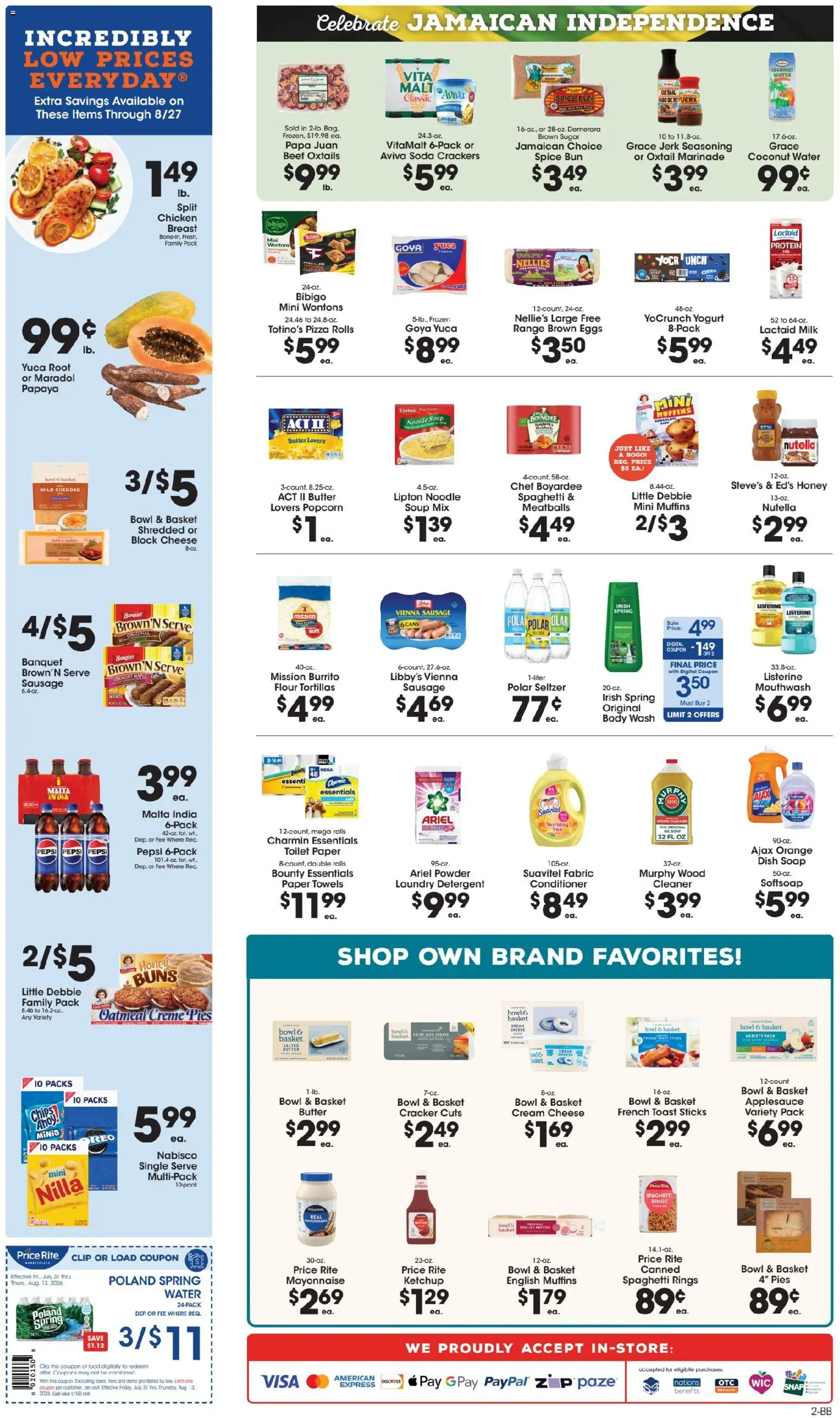 Price Rite Weekly Ad - valid from 07/31/2026 | Page: 4 | Products: Soap, Chips, Paper towels, Coconut