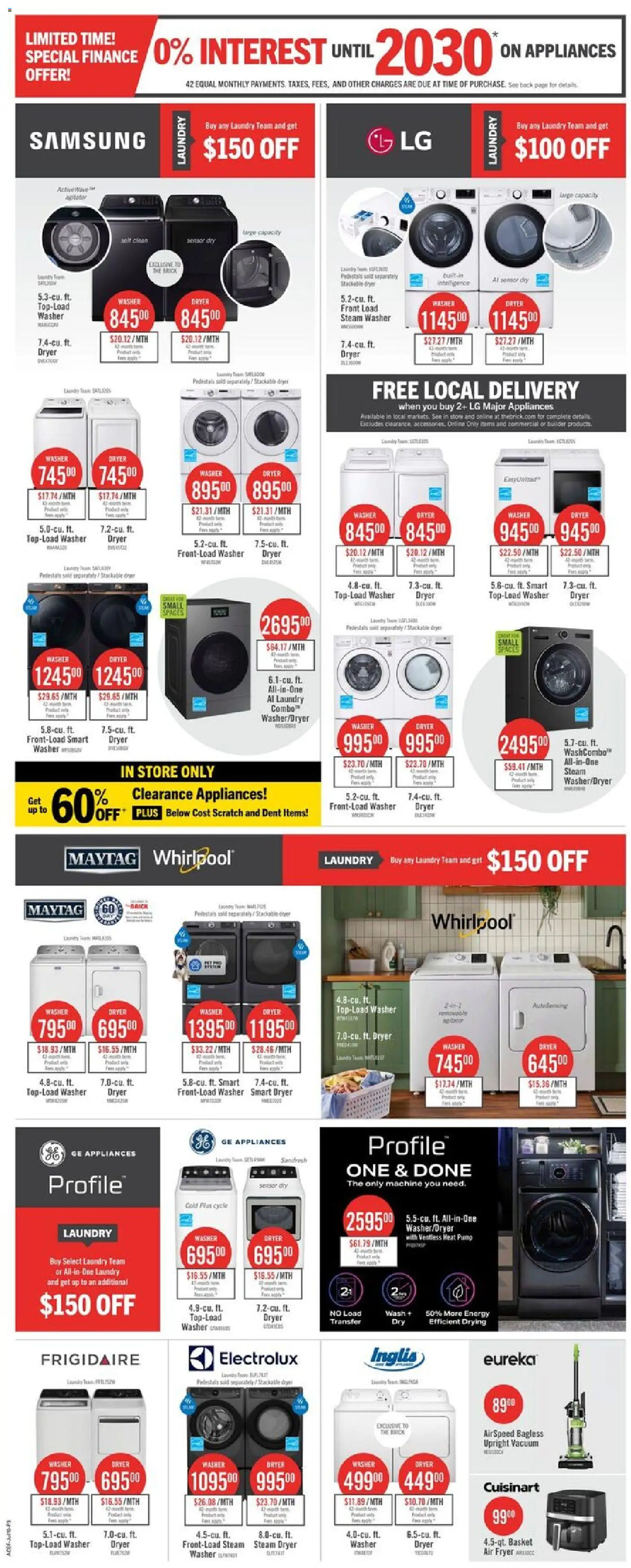 The Brick flyer valid from Jul 9, 2026 | Page: 4 | Products: Dryer, Fryer, Basket
