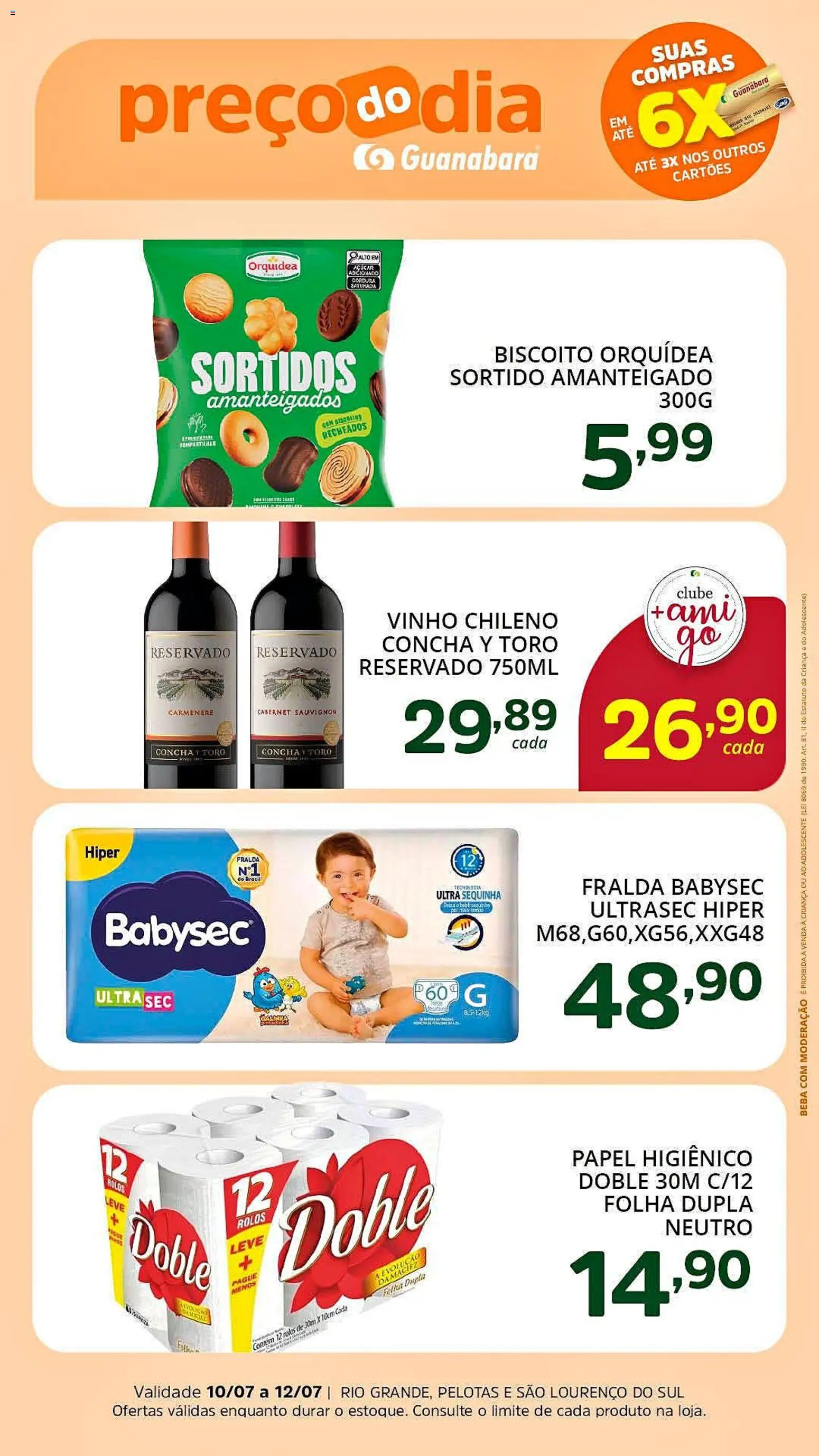Supermercado Guanabara Folheto - válido de 10/07/2026 | Página: 4 | Produtos: Biscoito, Vinho, Papel higiênico