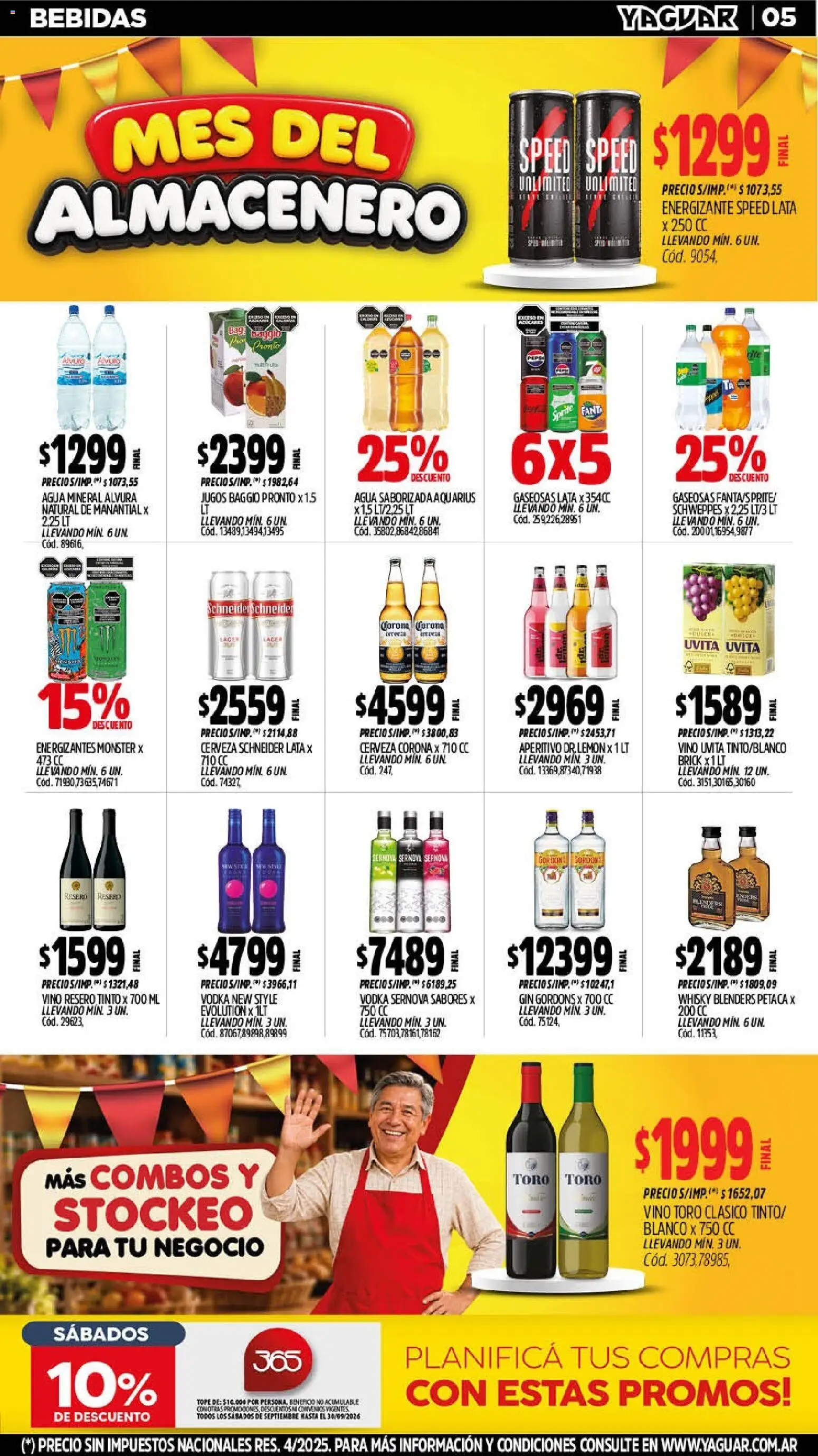 Yaguar - Oferta Semanal Neuquen │ válido desde el 07/09/2026 | Página: 5 | Productos: Bebidas, Agua, Cerveza, Agua saborizada