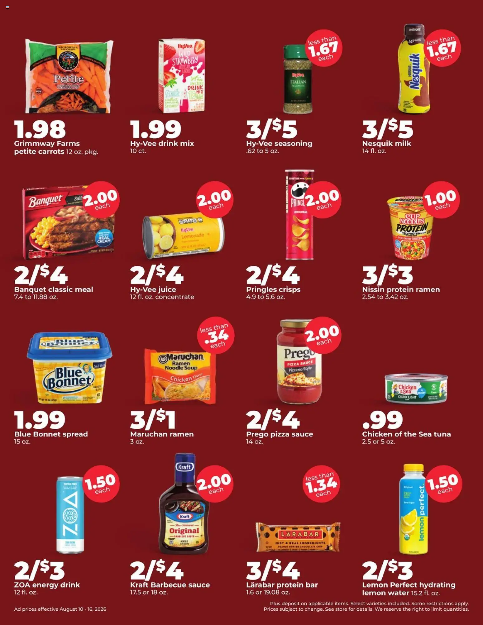 HyVee Weekly Ad - valid from 08/10/2026 | Page: 4 | Products: Barbecue sauce, Chicken, Protein, Protein bar