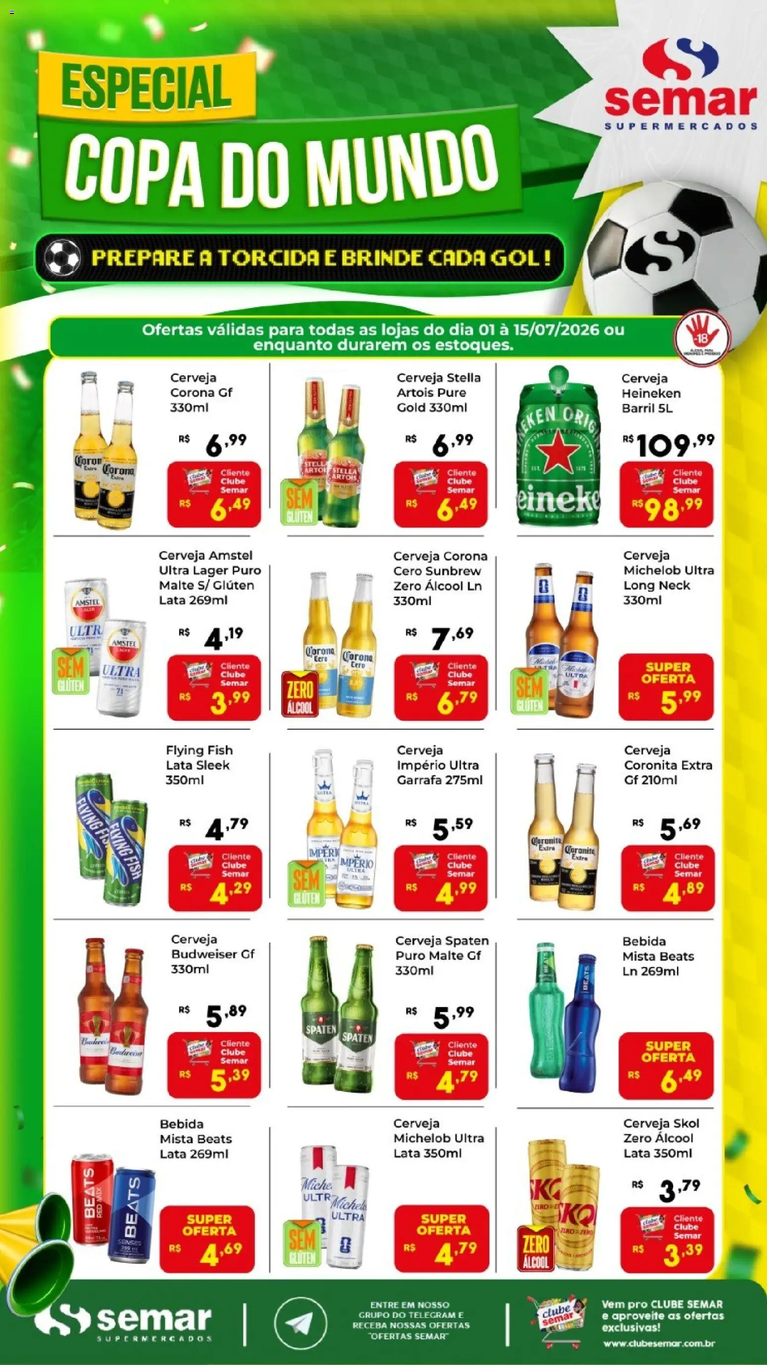 Semar Supermercado Folheto - válido de 01/07/2026 | Página: 1 | Produtos: Cerveja, Copa, Heineken, Bebida