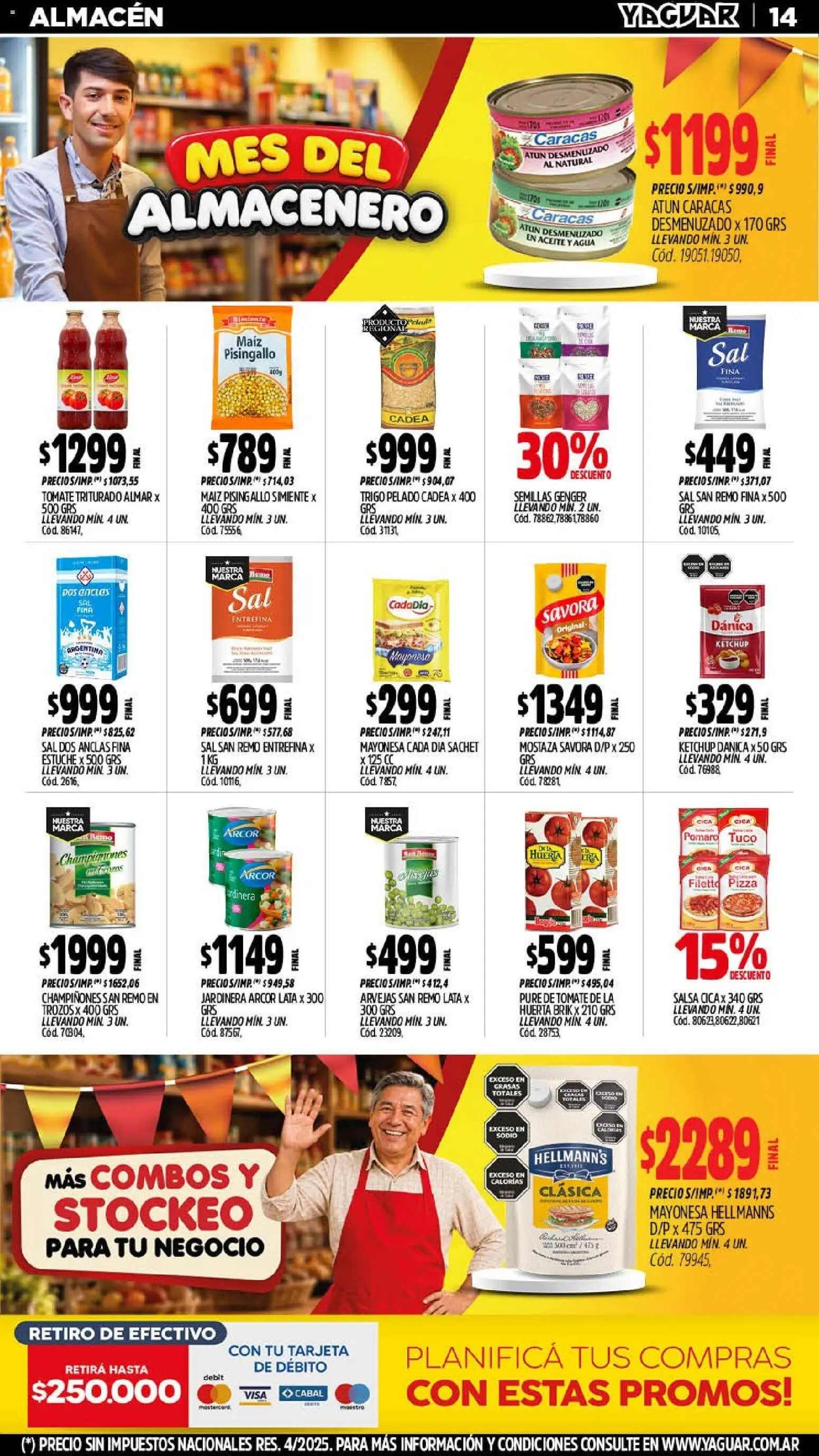 Yaguar - Oferta Semanal Mendoza │ válido desde el 14/09/2026 | Página: 14 | Productos: Arvejas, Atún, Champiñones, Puré