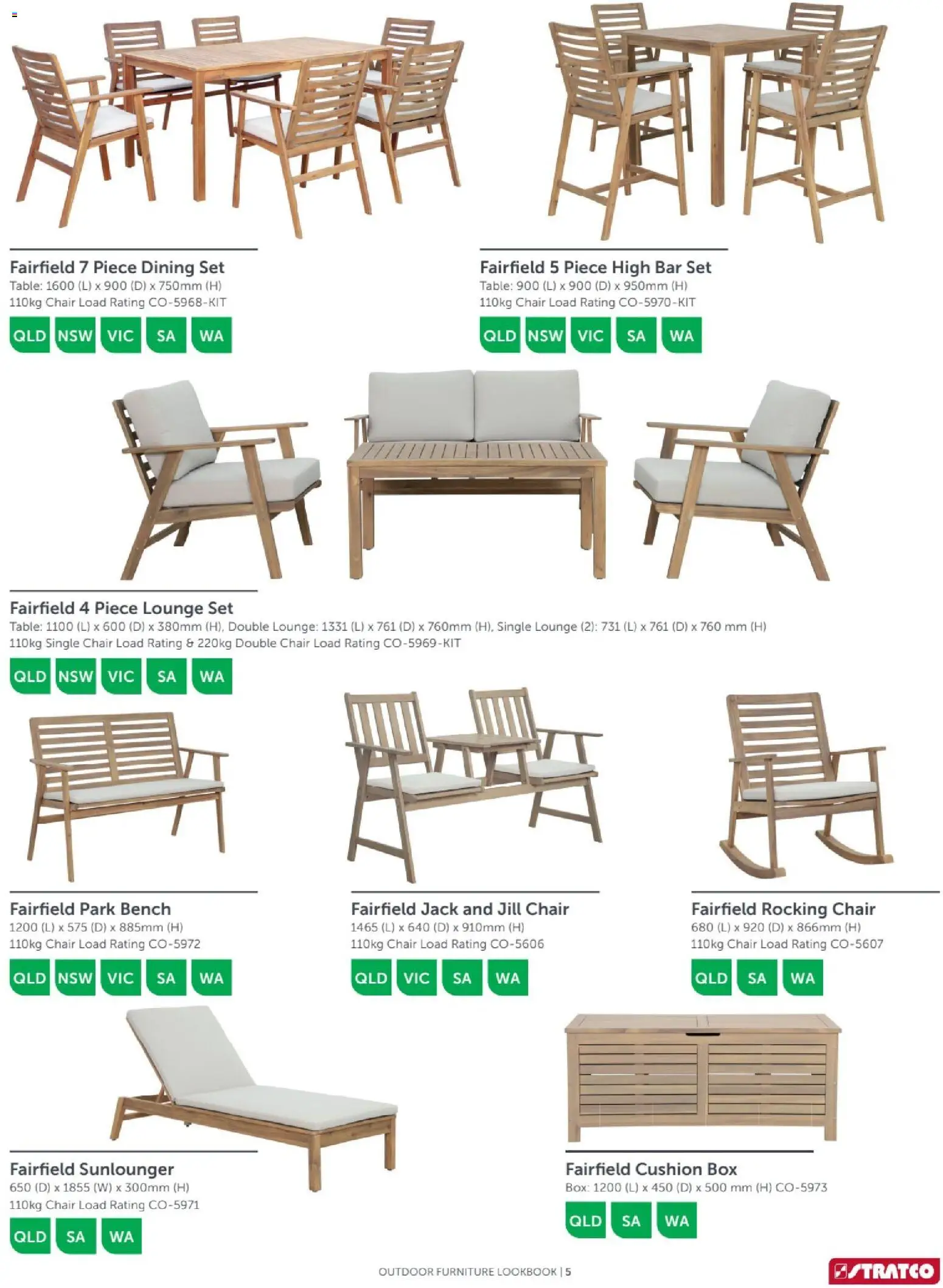 Stratco catalogue - valid from 04/12/2025 | Page: 5 | Products: Table, Cushion, Dining set, Outdoor furniture