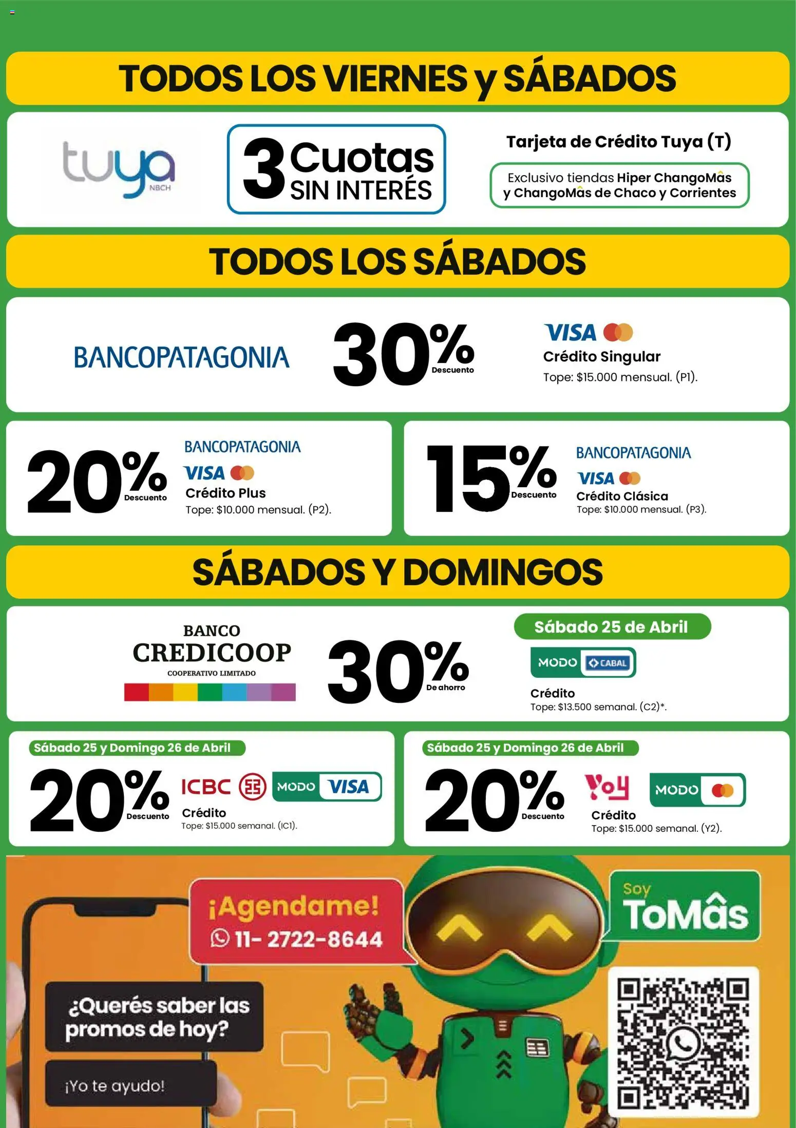 Changomas - Medios de Pago │ válido desde el 01.04.2026 | Página: 4 | Productos: Banco, Té