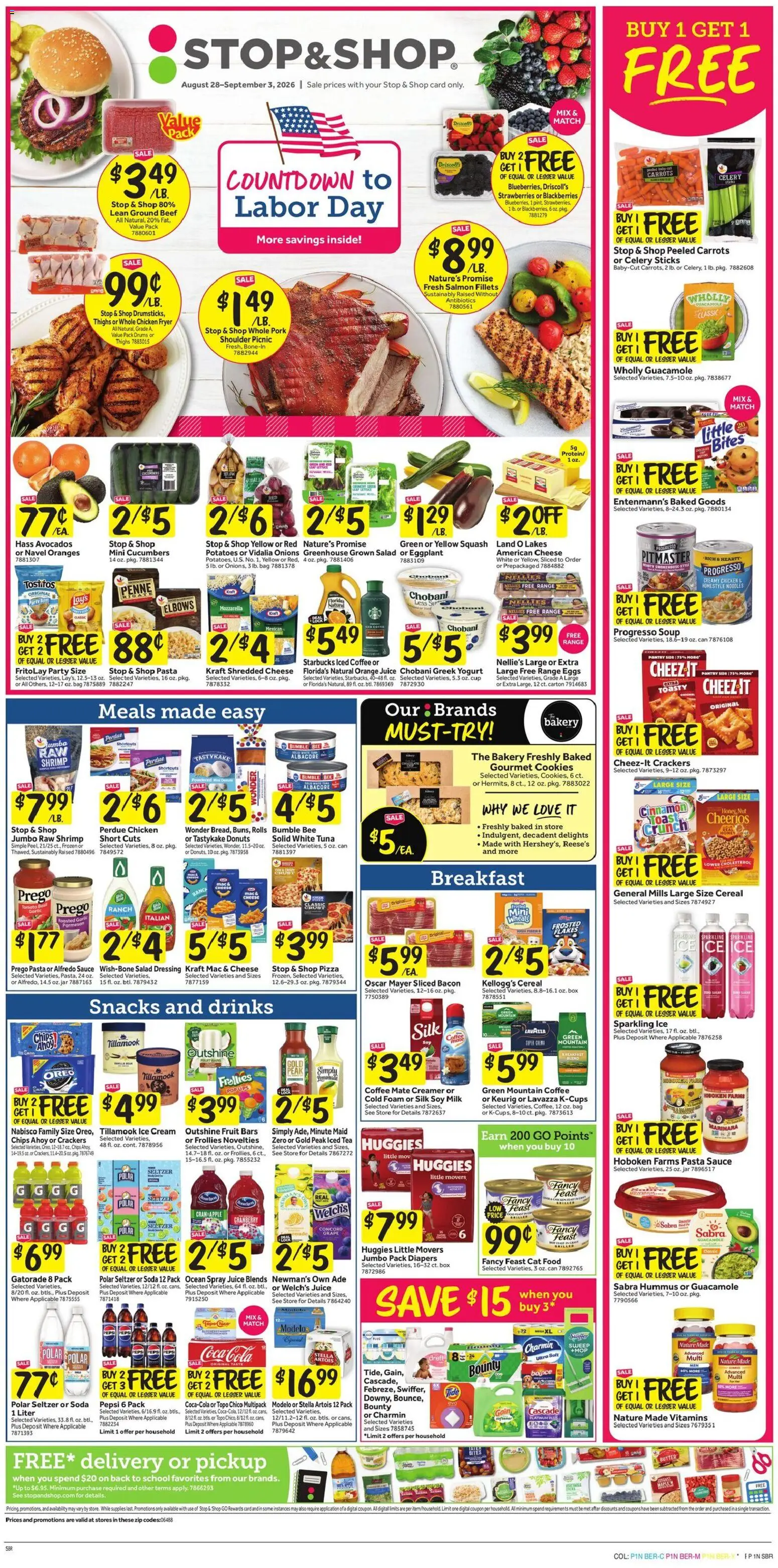 Stop & Shop Weekly Ad - valid from 08/28/2026 | Page: 1 | Products: Diapers, Oranges, Chips, Greek yogurt