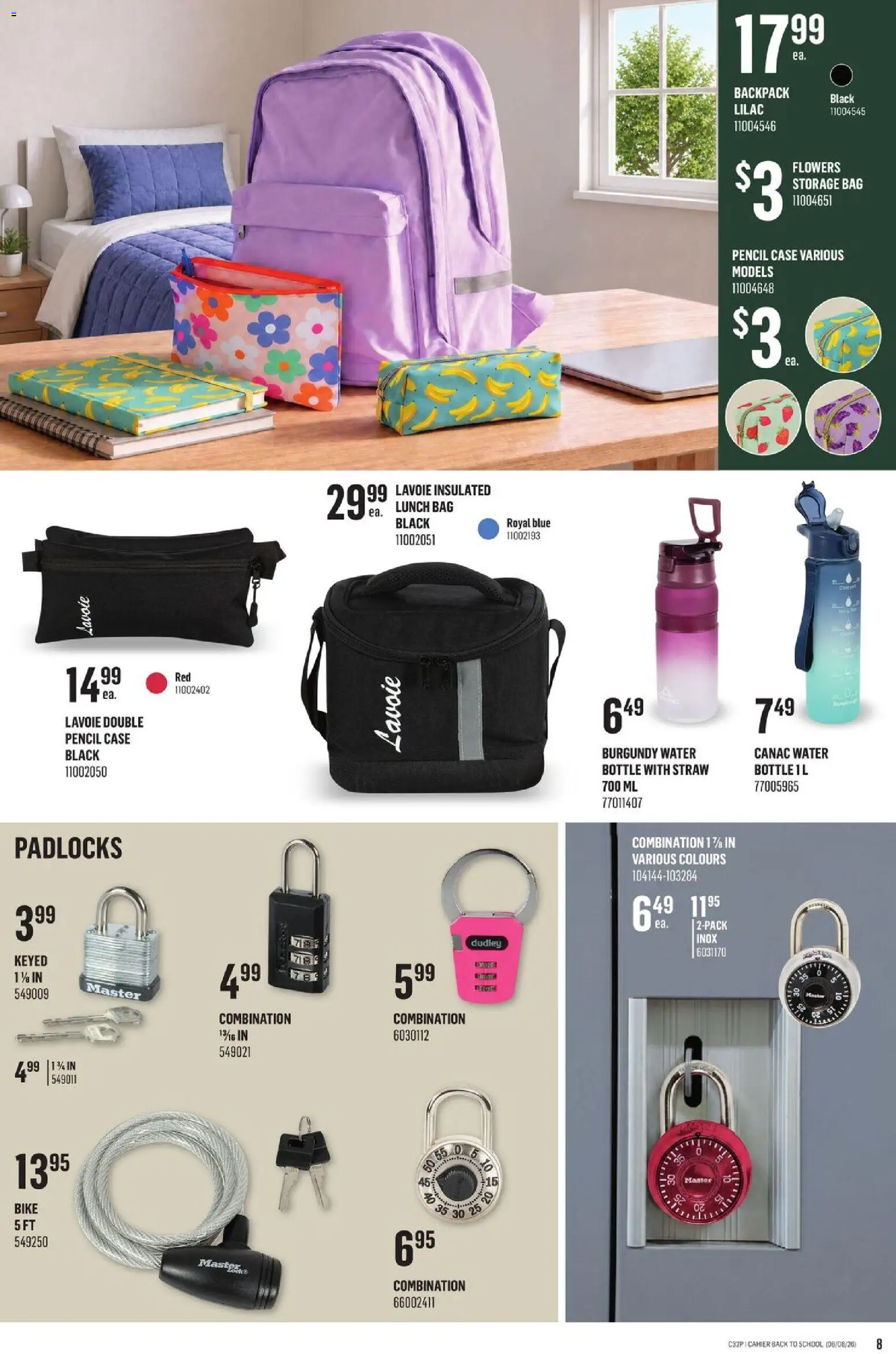 Canac flyer valid from Aug 6, 2026 | Page: 8 | Products: Backpack, Case, Bag