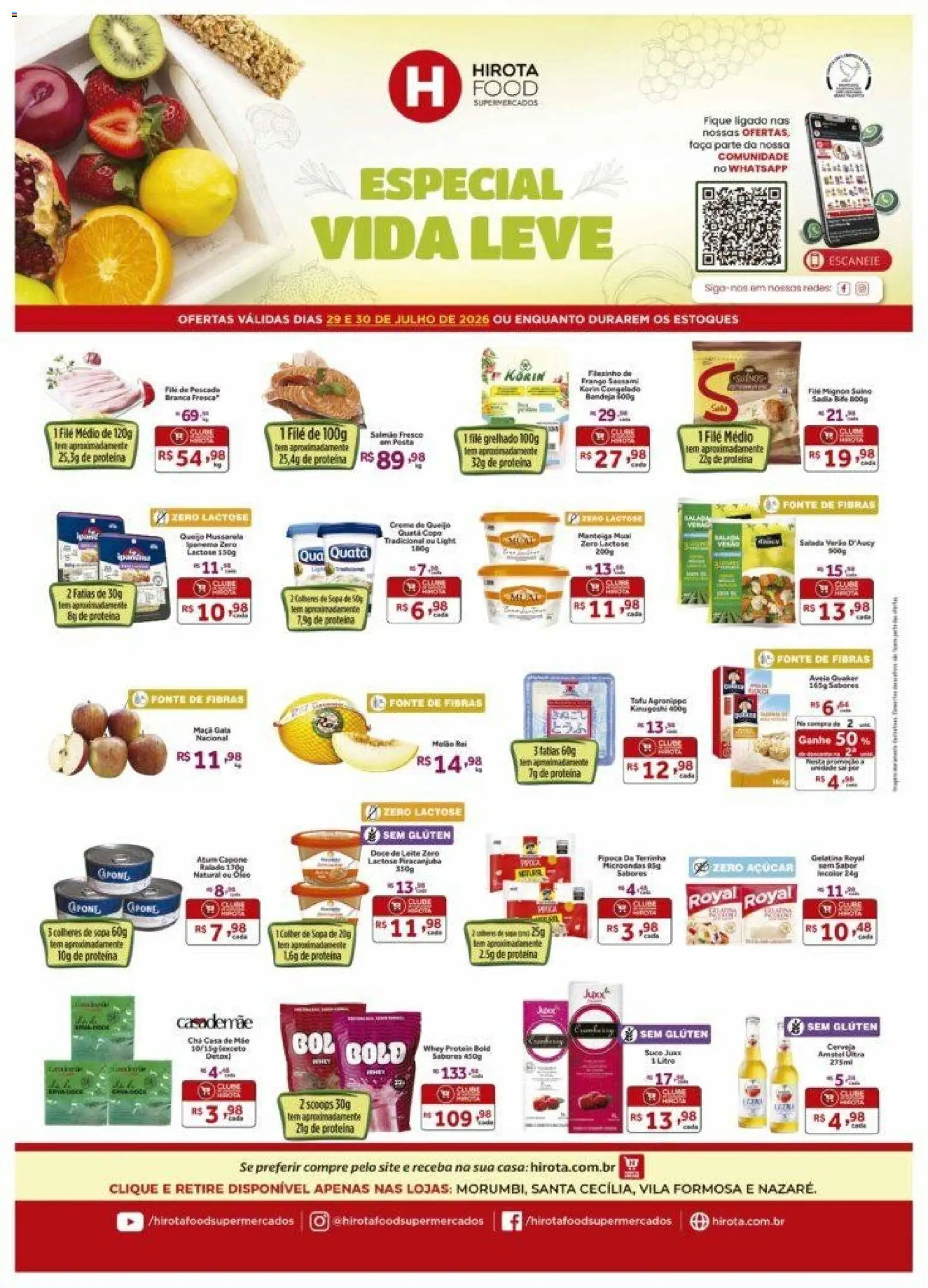 Hirota Food Folheto - válido de 29/07/2026 | Página: 1 | Produtos: Bandeja, Açúcar, Mussarela, Gelatina