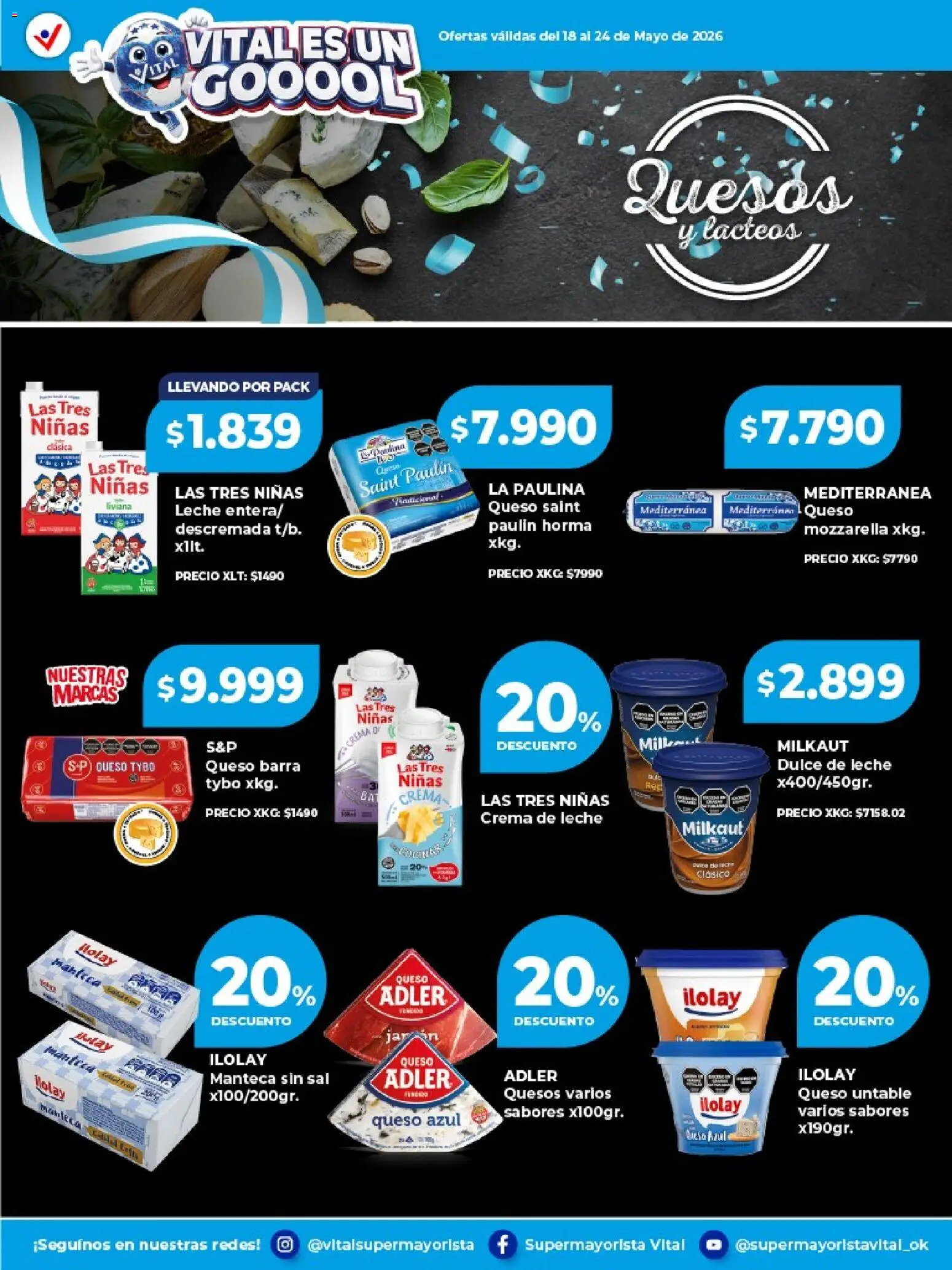 Vital - Especial de frescos │ válido desde el 18.05.2026 | Página: 4 | Productos: Crema de leche, Leche, Manteca, Queso