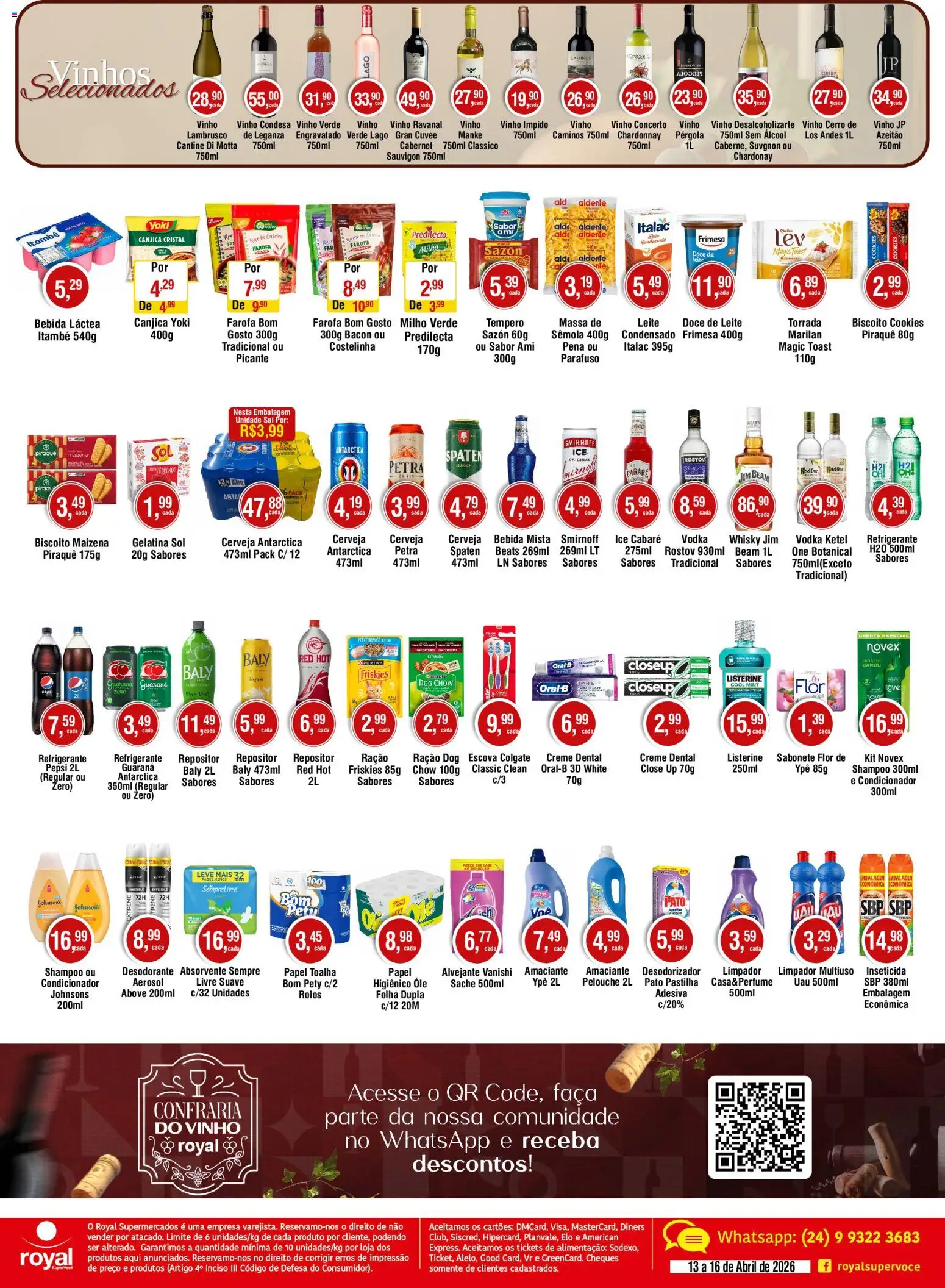 Royal Supermercados Folheto - válido de 13.04.2026 | Página: 2 | Produtos: Whisky, Milho verde, Massa, Gelatina