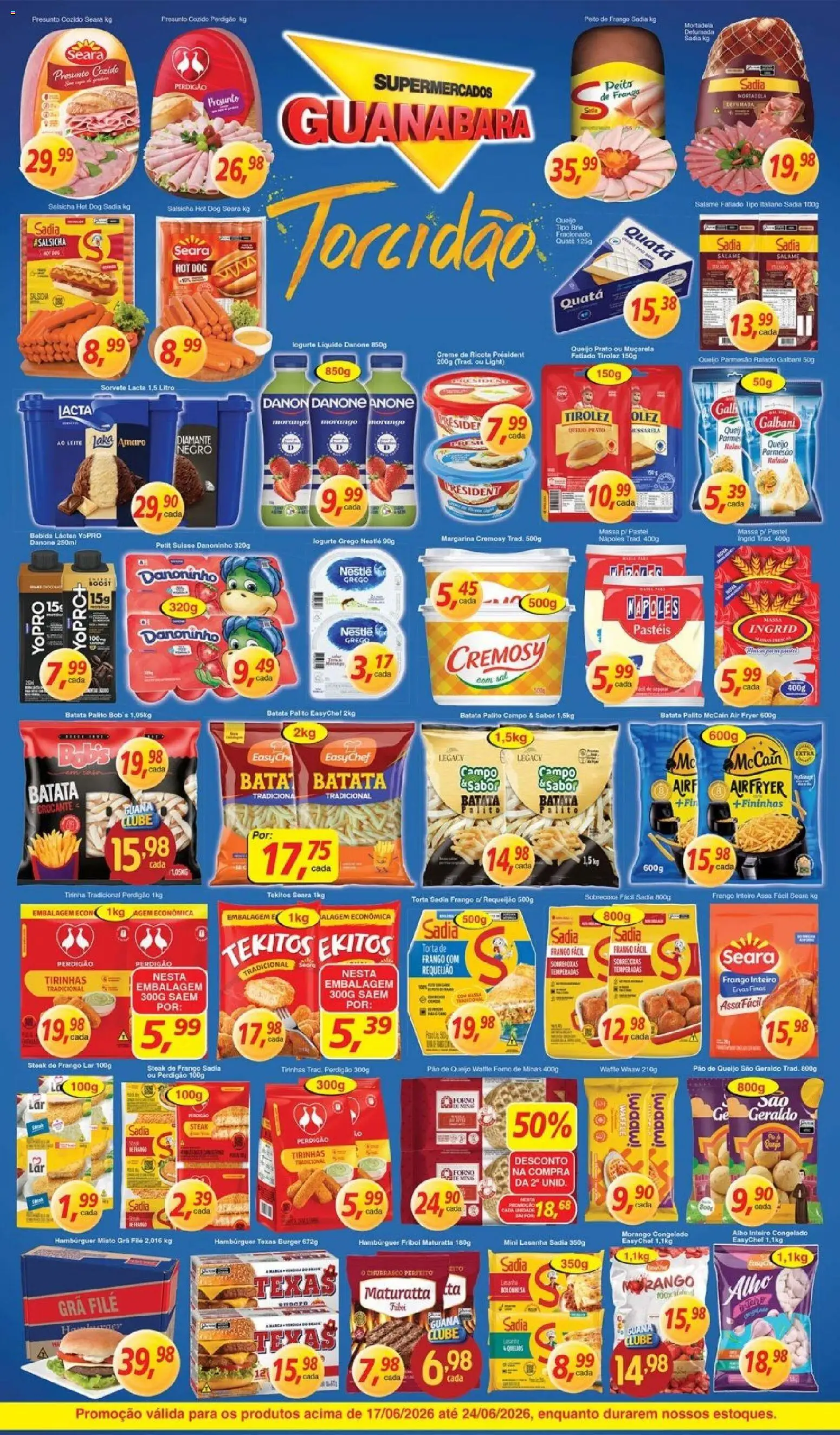 Supermercados Guanabara Folheto - válido de 17.06.2026 | Página: 8 | Produtos: Alho, Salsicha, Lasanha, Sorvete