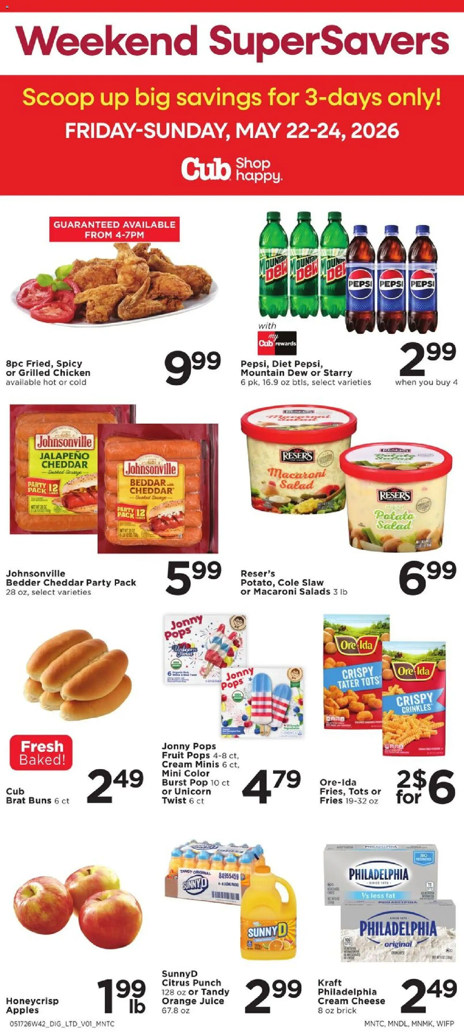 Cub Foods Weekly Savings - MN - valid from 17.05.2026 | Page: 8 | Products: Cheese, Juice, Apples, Cream