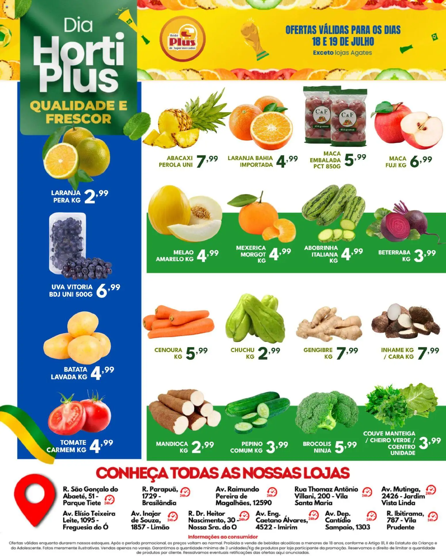 Rede Plus Supermercados Folheto - válido de 17/07/2026 | Página: 4 | Produtos: Cará, Gengibre, Batata, Couve