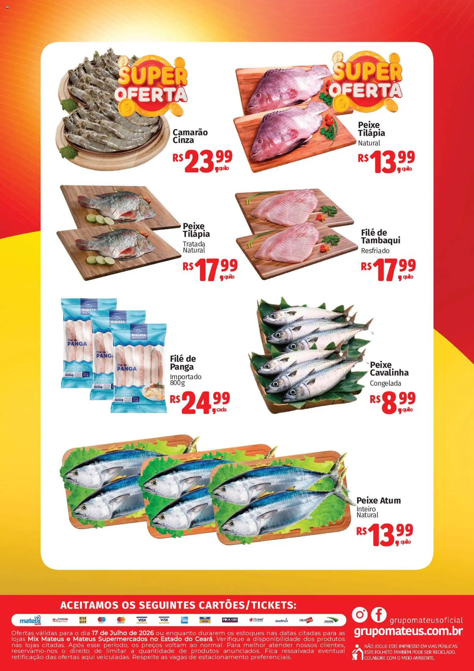Mateus Folheto - válido de 17/07/2026 | Página: 2 | Produtos: Camarão, Tilápia, Peixe, Atum