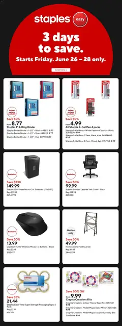 Preview of Staples weekly flyer / circulaire from shop Staples valid from Jun 26, 2026