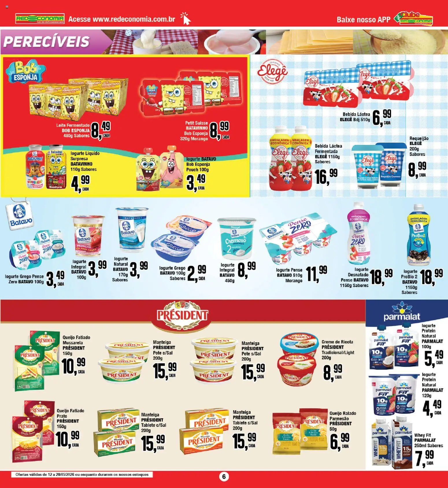 RedEconomia Folheto - válido de 12.05.2026 | Página: 6 | Produtos: Leite, Manteiga, Queijo, Mussarela