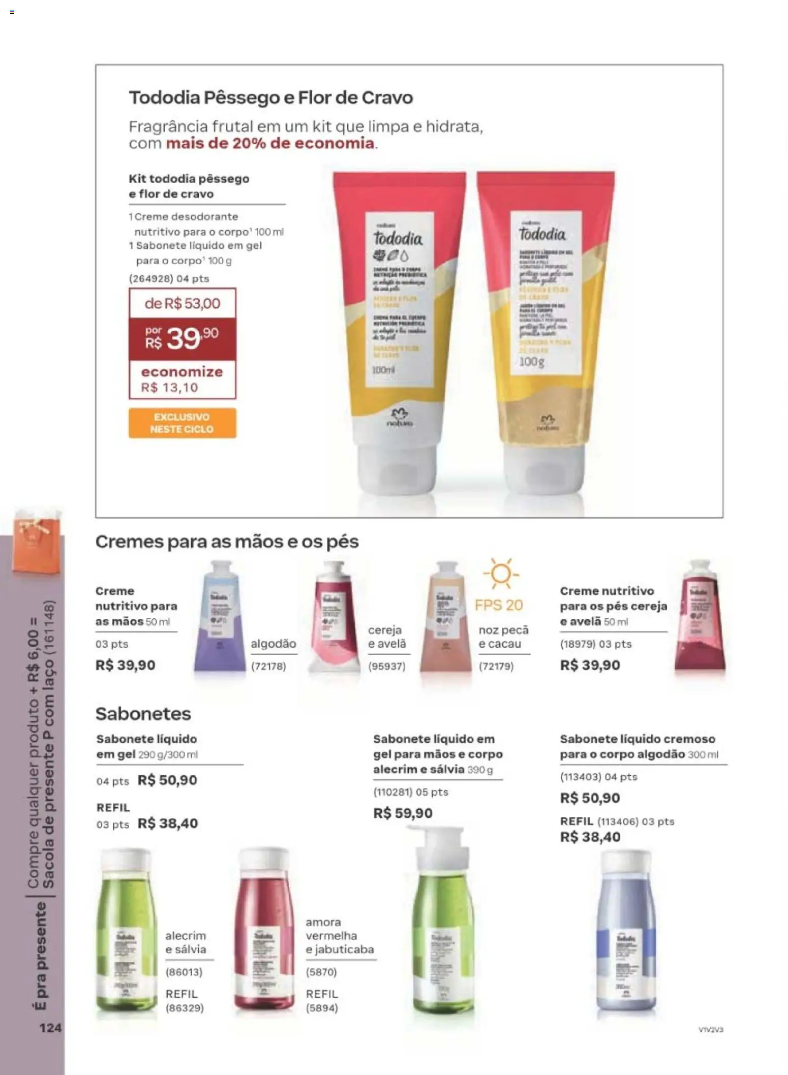 Natura Folheto - válido de 29/06/2026 | Página: 124 | Produtos: Pêssego, Cereja, Desodorante, Creme