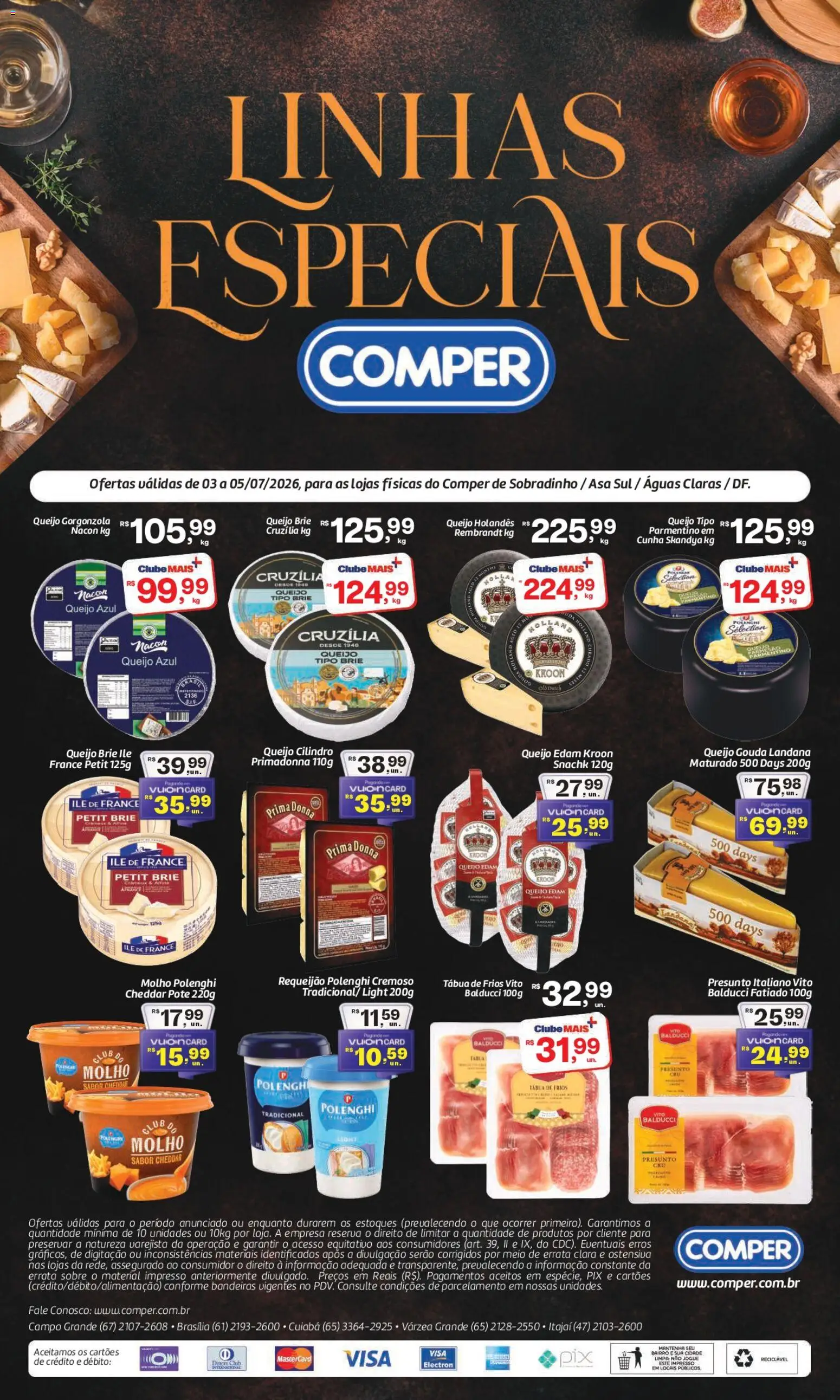 Comper Folheto - válido de 03/07/2026 | Página: 1 | Produtos: Presunto, Cheddar, Tábua, Requeijão