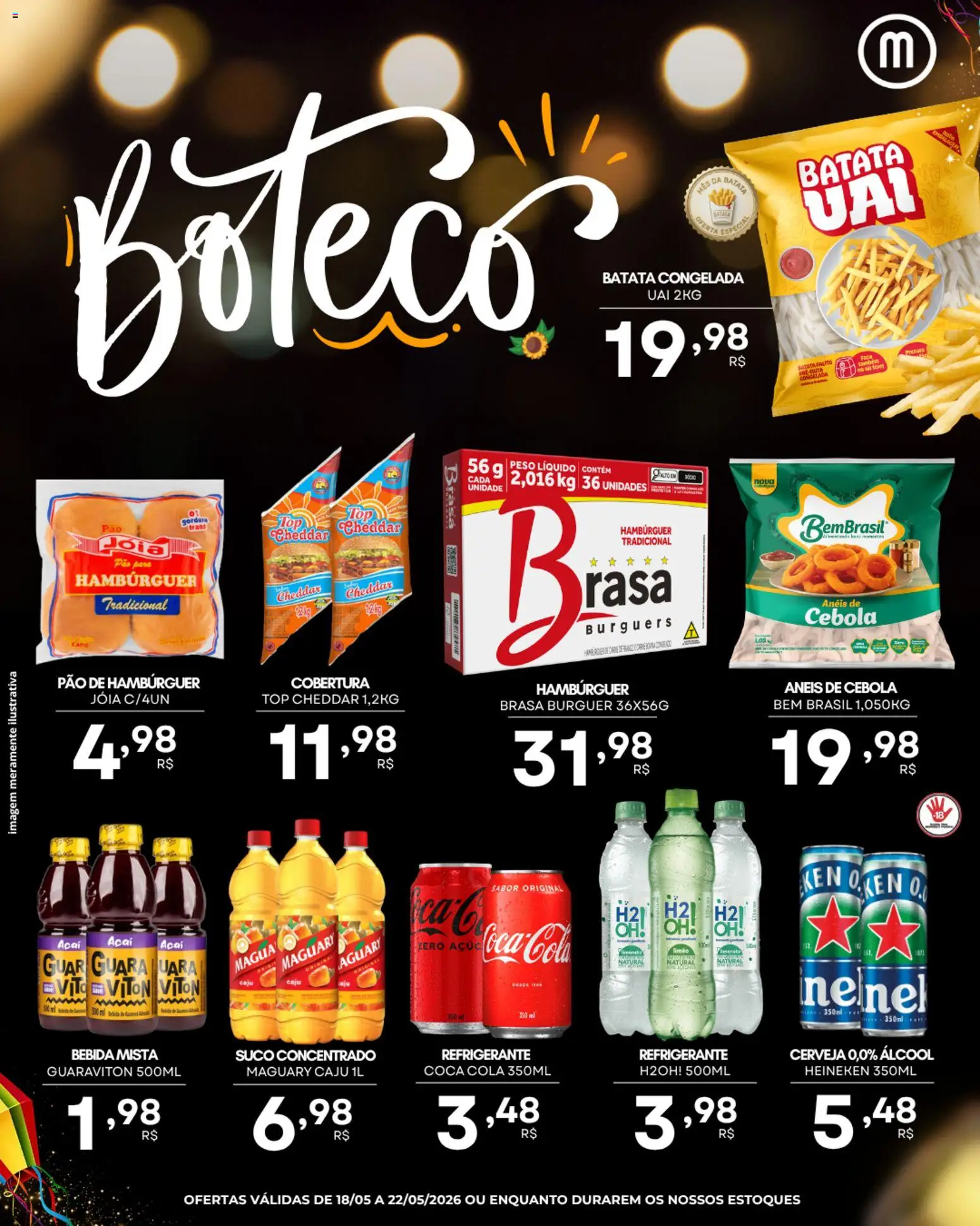 Mercadão Atacadista Folheto - válido de 18.05.2026 | Página: 3 | Produtos: Cebola, Suco, Cerveja, Hambúrguer