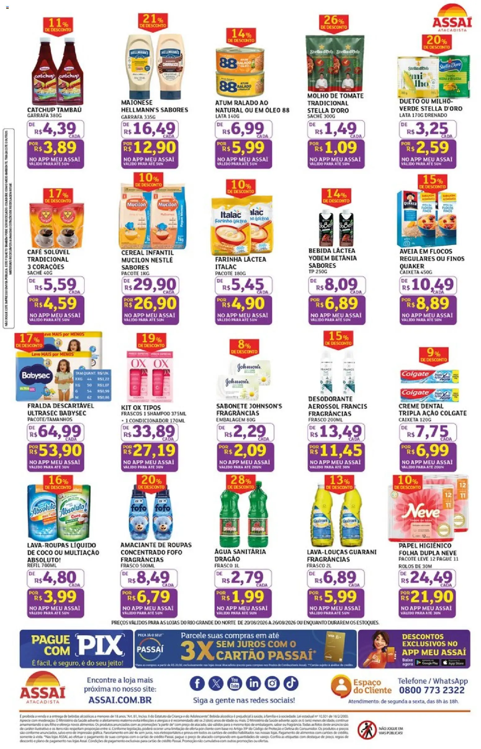 Assaí Atacadista Folheto - válido de 20/08/2026 | Página: 2 | Produtos: Shampoo, Condicionador, Sabonete, Aveia