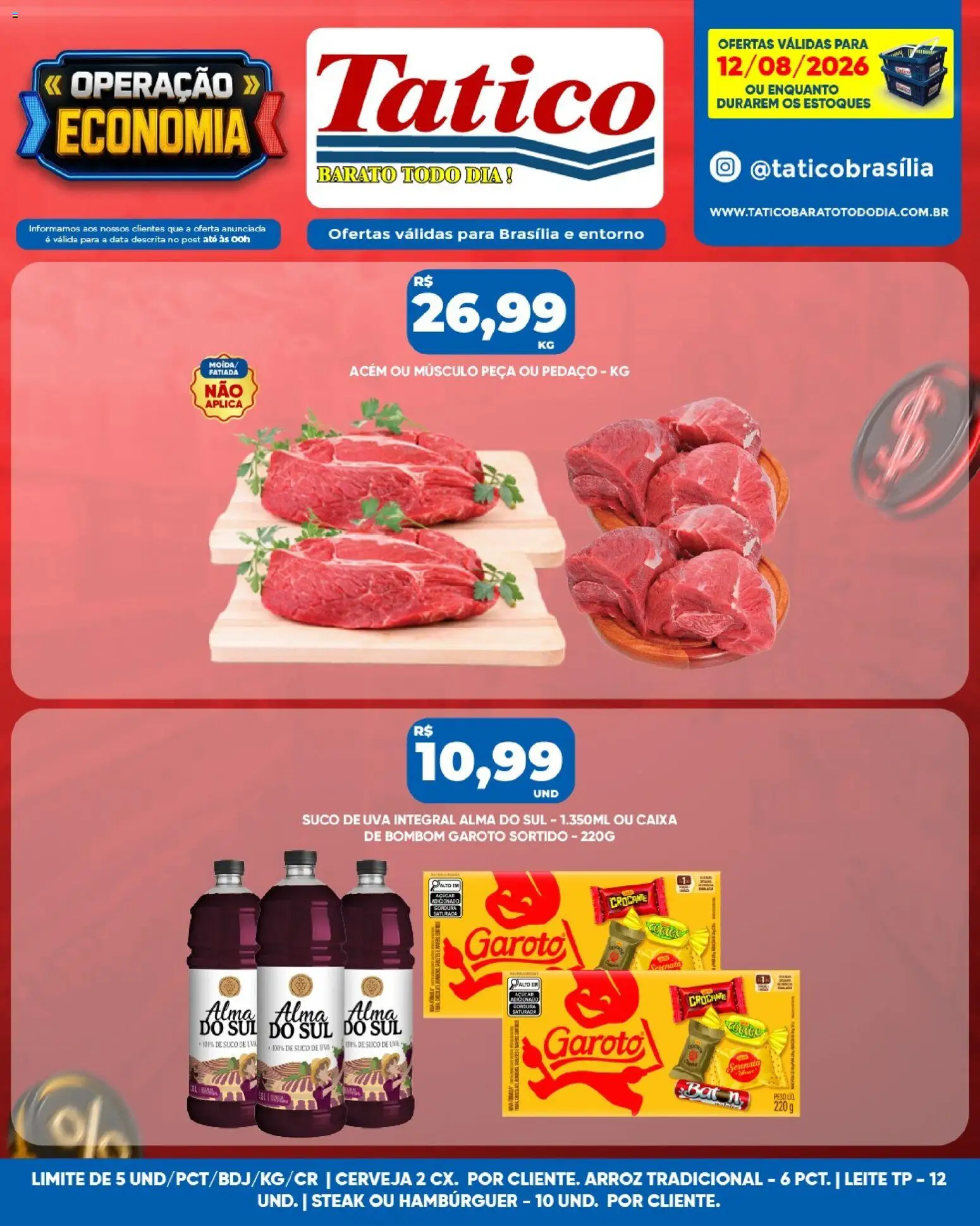 Tatico Folheto - válido de 12/08/2026 | Página: 11 | Produtos: Steak, Suco, Hambúrguer, Bombom
