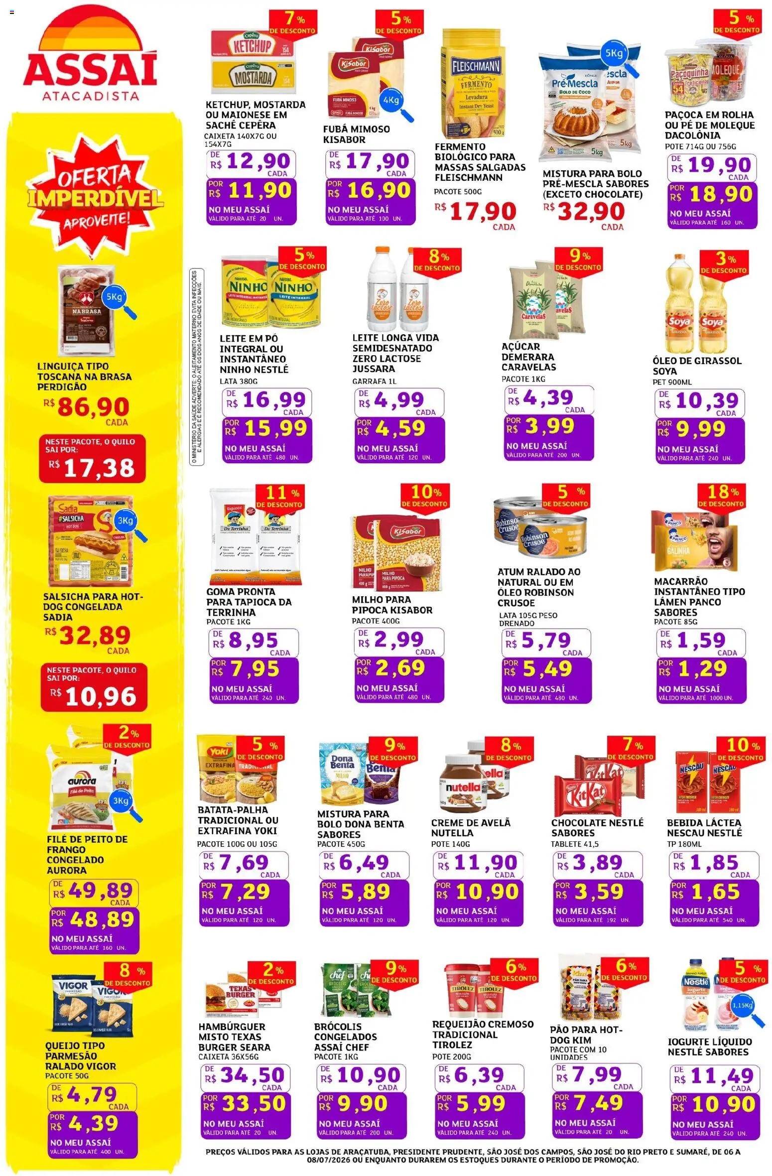 Assaí Atacadista Folheto - válido de 06/07/2026 | Página: 2 | Produtos: Queijo, Iogurte, Bolo, Avelã