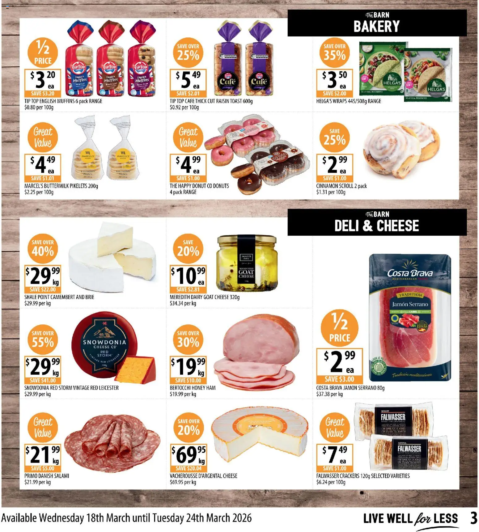 Supabarn catalogue - valid from 18.03.2026 | Page: 3 | Products: Crackers, Dairy, Donuts, Muffins