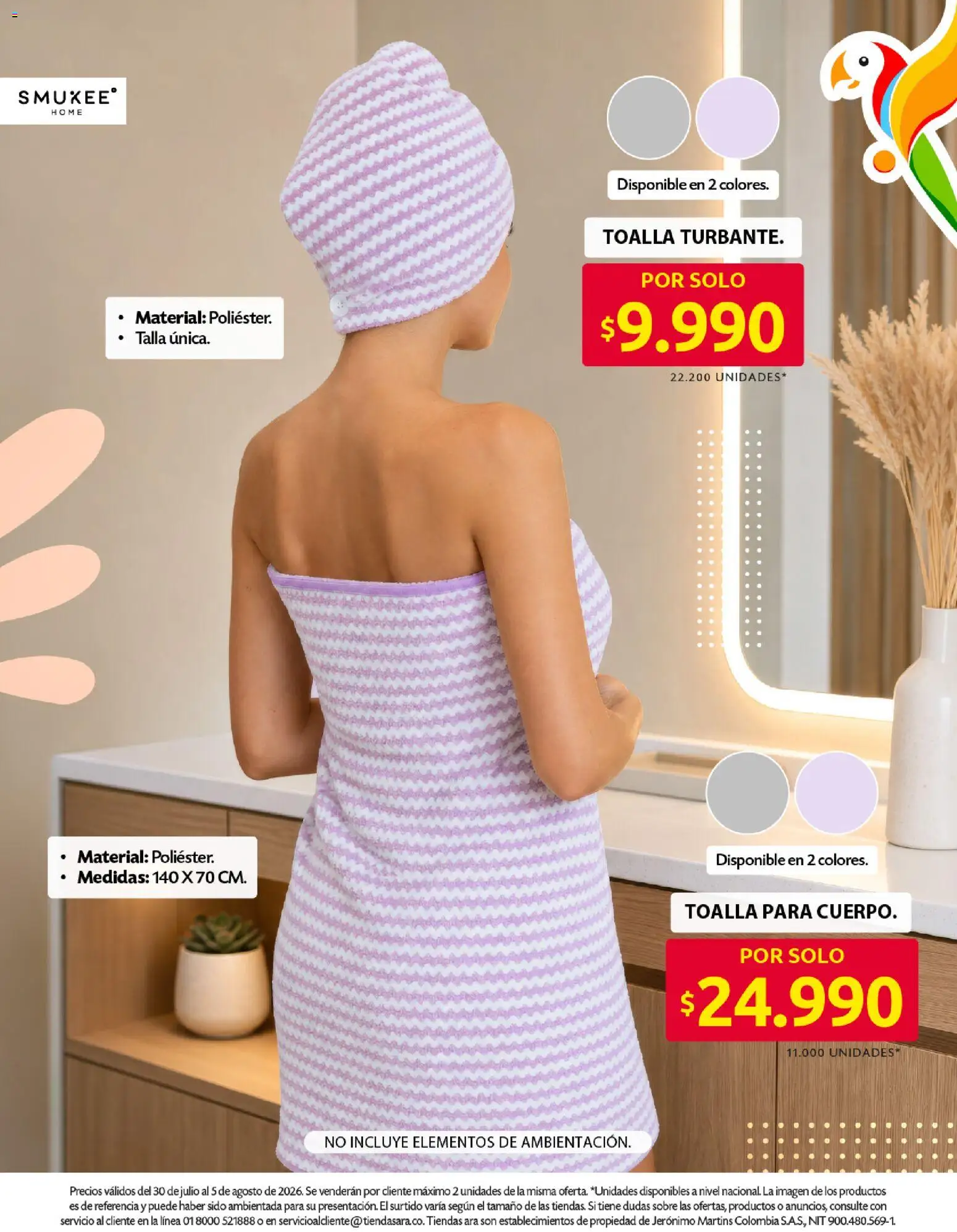 Ara revista - valida desde el 30/07/2026 | Página: 9 | Productos: Sobre, Toalla