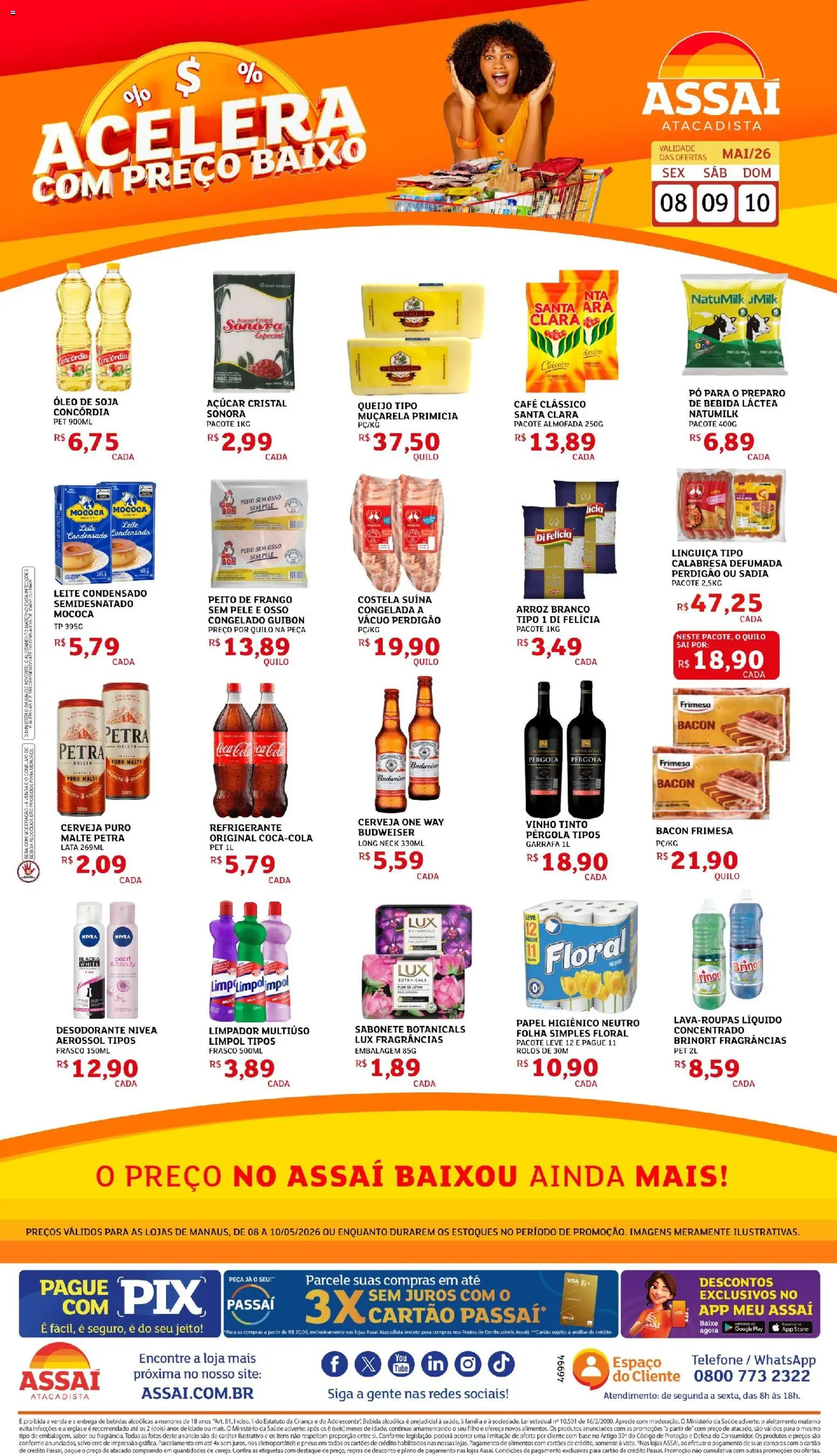 Assaí Atacadista Folheto - válido de 08.05.2026 | Página: 1 | Produtos: Almofada, Leite, Vinho, Soja