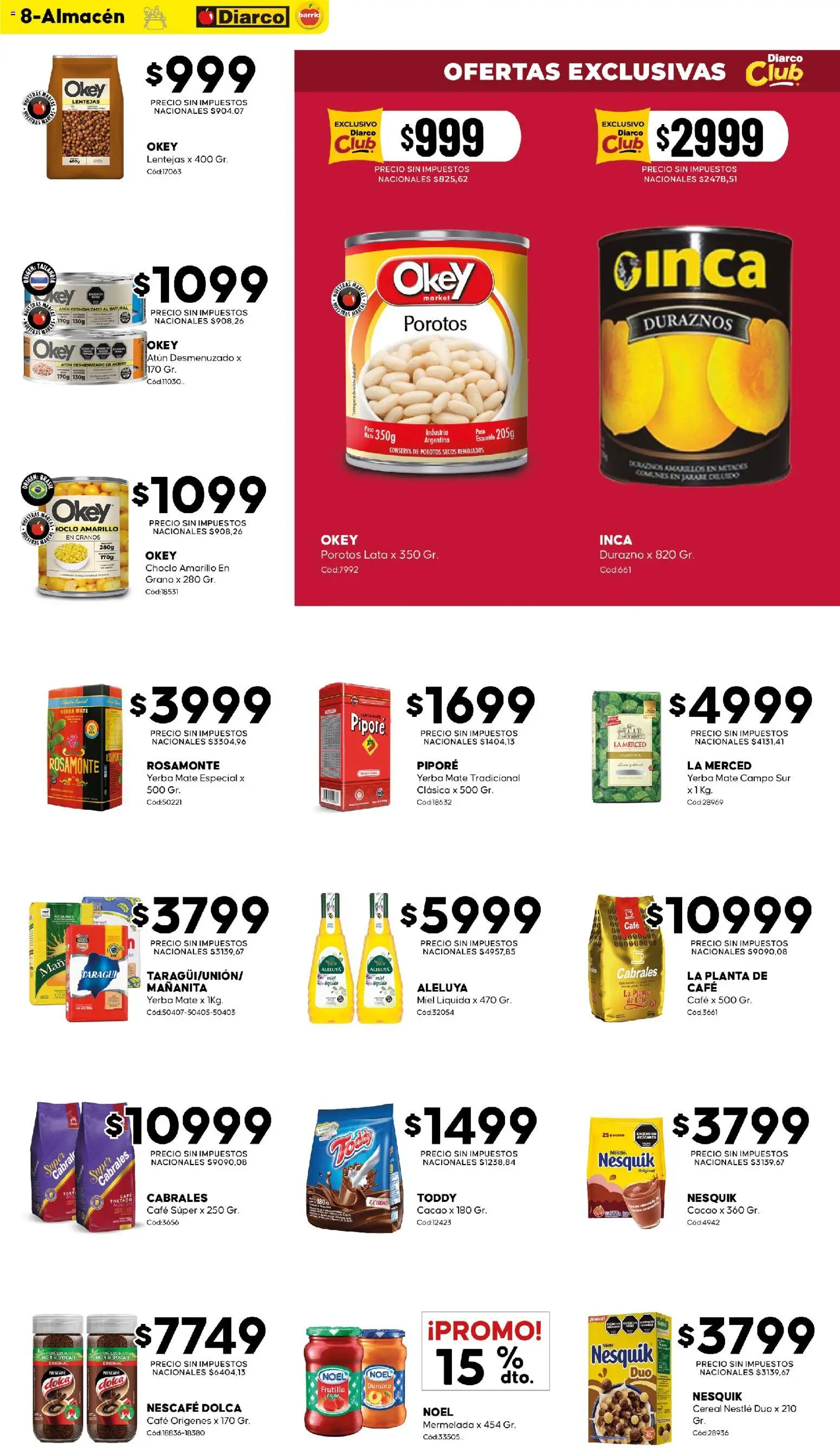 Diarco - Ofertas en Diarco Barrio │ válido desde el 14/09/2026 | Página: 8 | Productos: Porotos, Yerba, Durazno, Planta