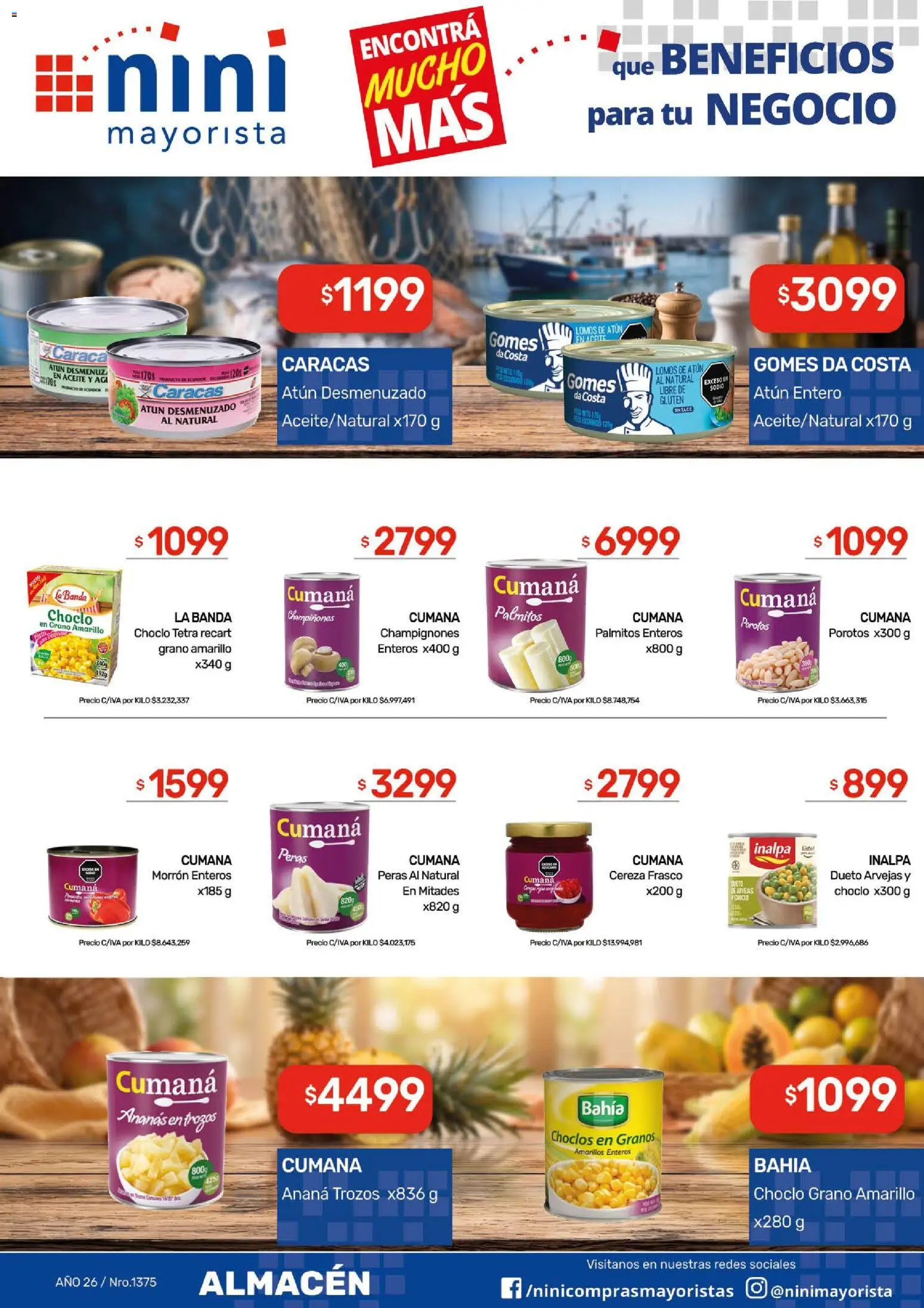 NINI Mayorista catálogo │ válido desde el 31/08/2026 | Página: 27 | Productos: Arvejas, Ananá, Champiñones, Palmitos