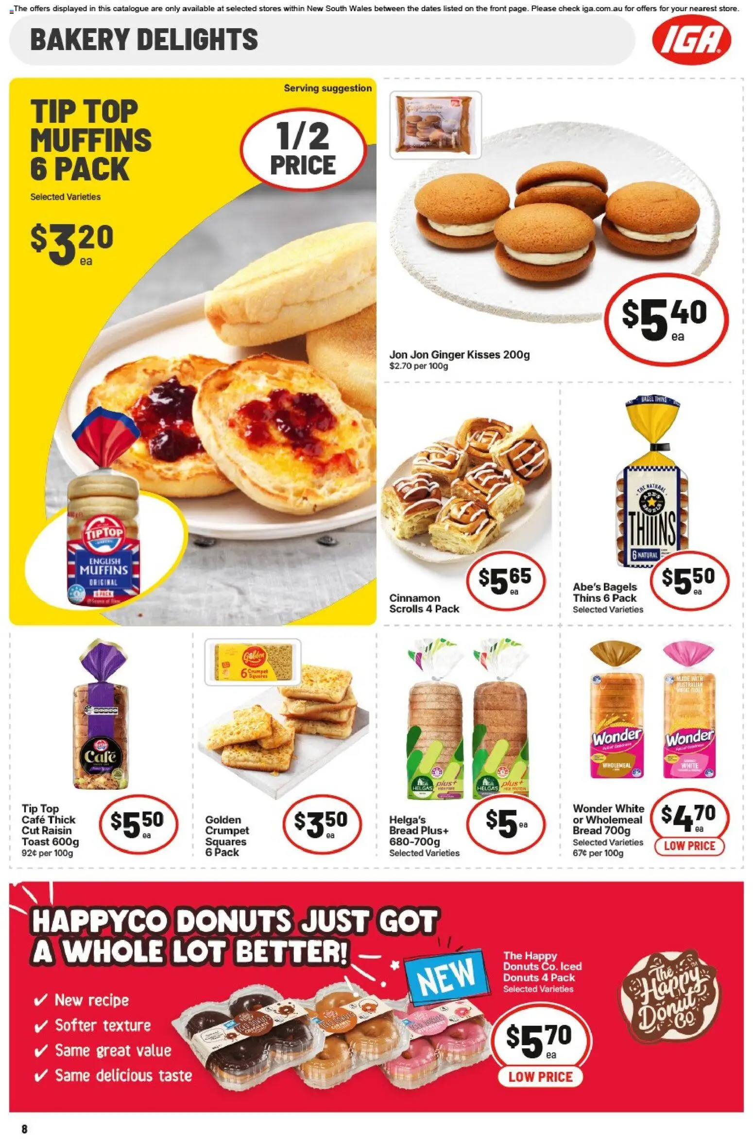IGA catalogue - valid from 05/08/2026 | Page: 9 | Products: Bagels, Donuts, Ginger, Muffins