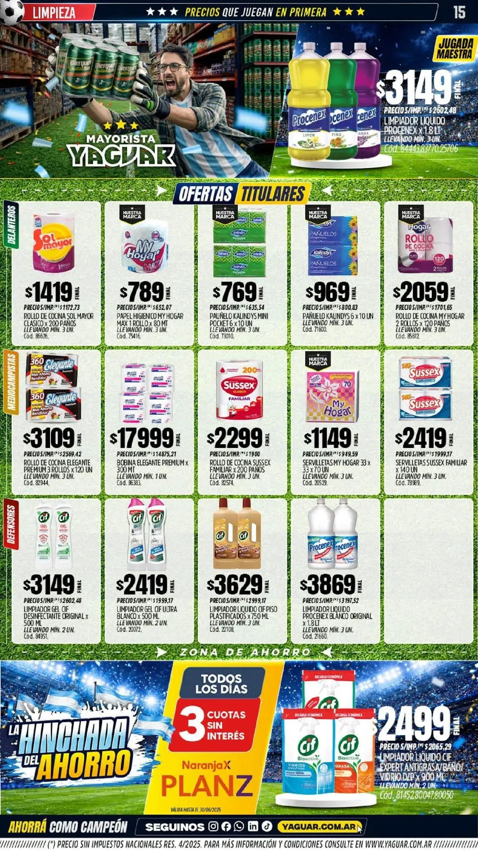 Yaguar - Oferta Semanal Misiones │ válido desde el 15.06.2026 | Página: 14 | Productos: Papel higiénico, Cocina, Servilletas, Limpiador
