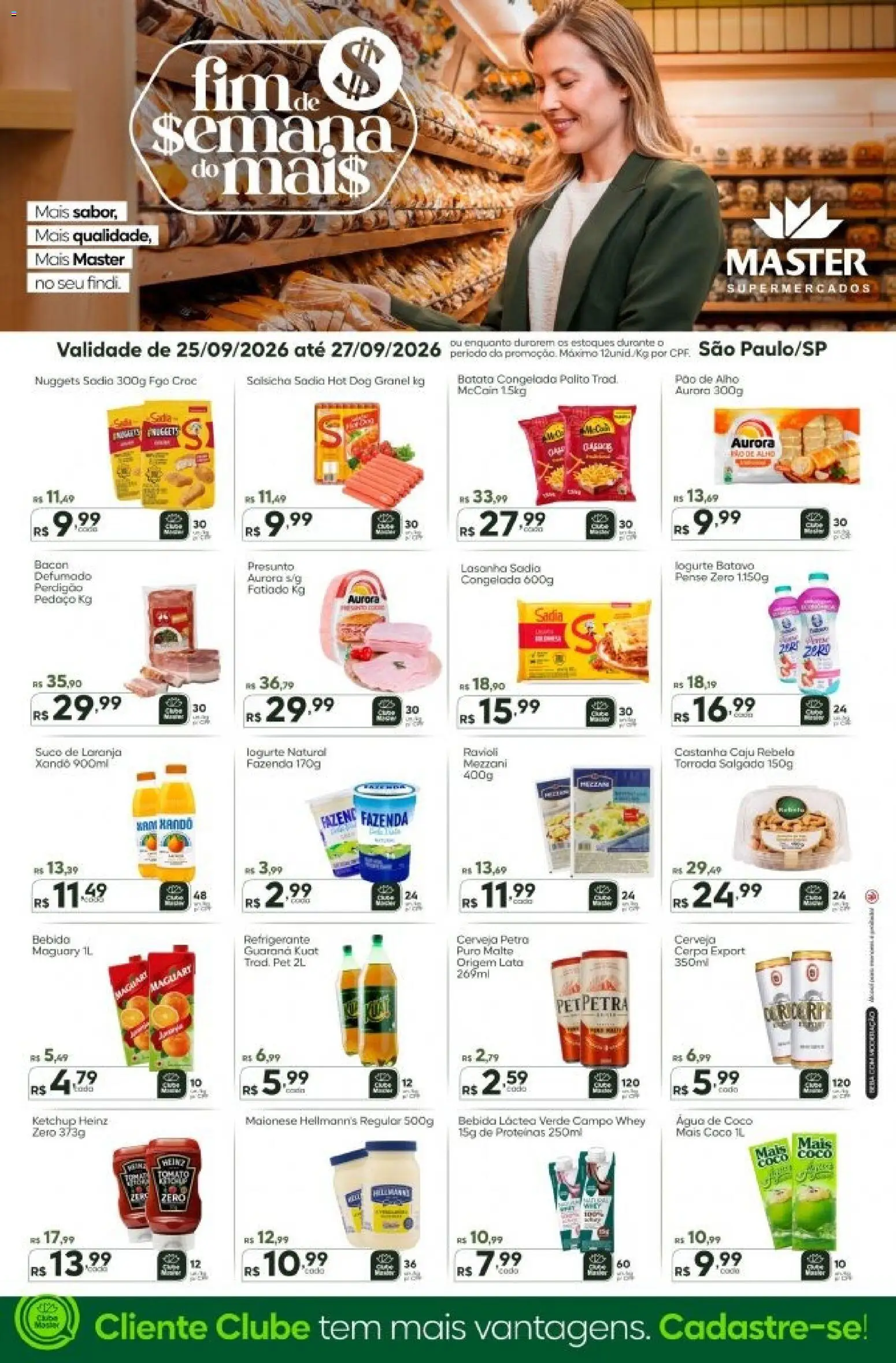 Master Folheto - válido de 25/09/2026 | Página: 2 | Produtos: Pão, Presunto, Bebida, Maionese