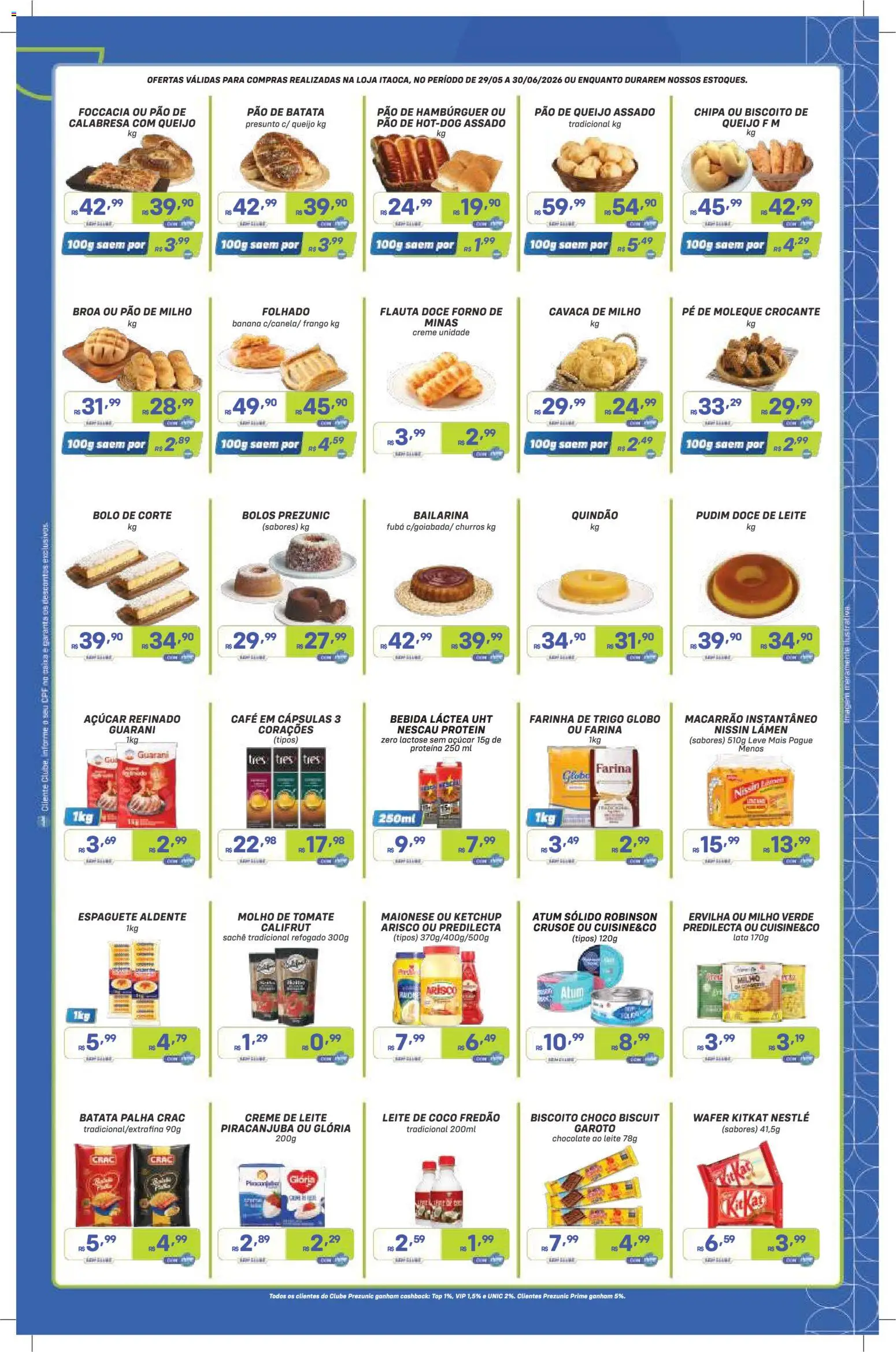 Prezunic Folheto - válido de 29.05.2026 | Página: 3 | Produtos: Fubá, Pão, Chocolate, Presunto