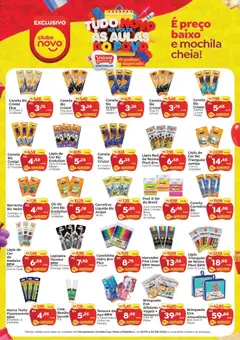 Novo Atacarejo ofertas Volta as Aulas - Pré-Visualização do folheto da loja Novo Atacarejo, válido de 13/07/2026 | Página: 1 | Produtos: Corretivo, Lápis, Marca texto, Cola