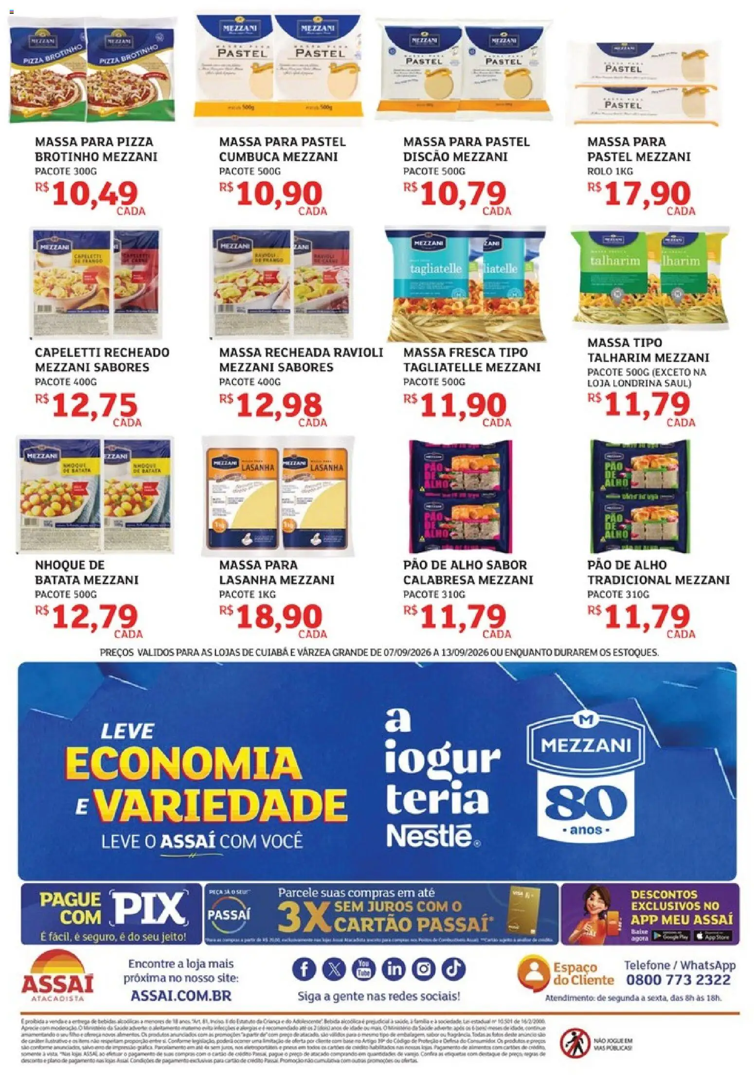 Assaí Atacadista Folheto - válido de 07/09/2026 | Página: 2 | Produtos: Pao de alho, Pão, Lasanha, Telefone