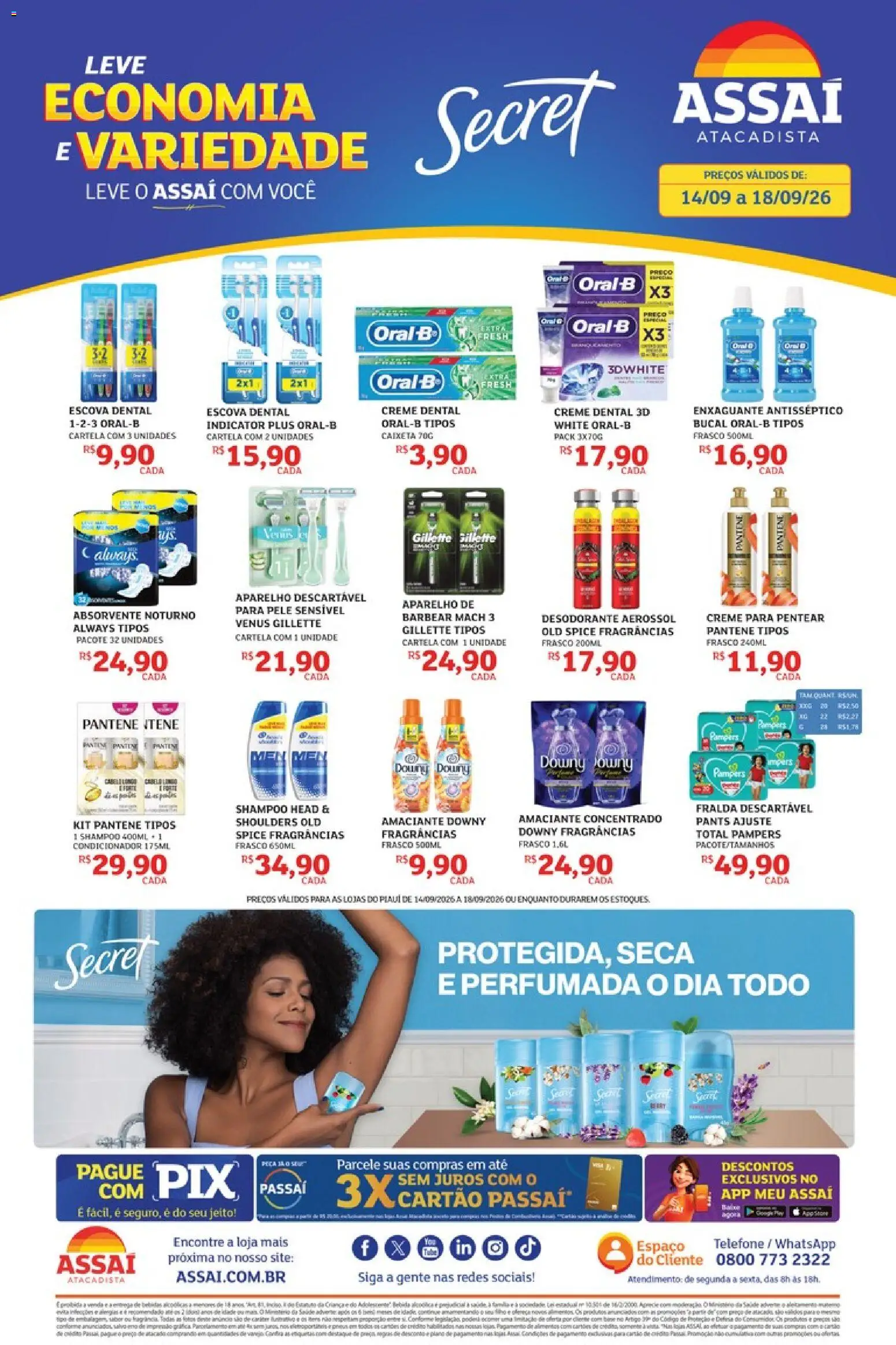 Assaí Atacadista Folheto - válido de 14/09/2026 | Página: 1 | Produtos: Shampoo, Pampers, Creme dental, Amaciante