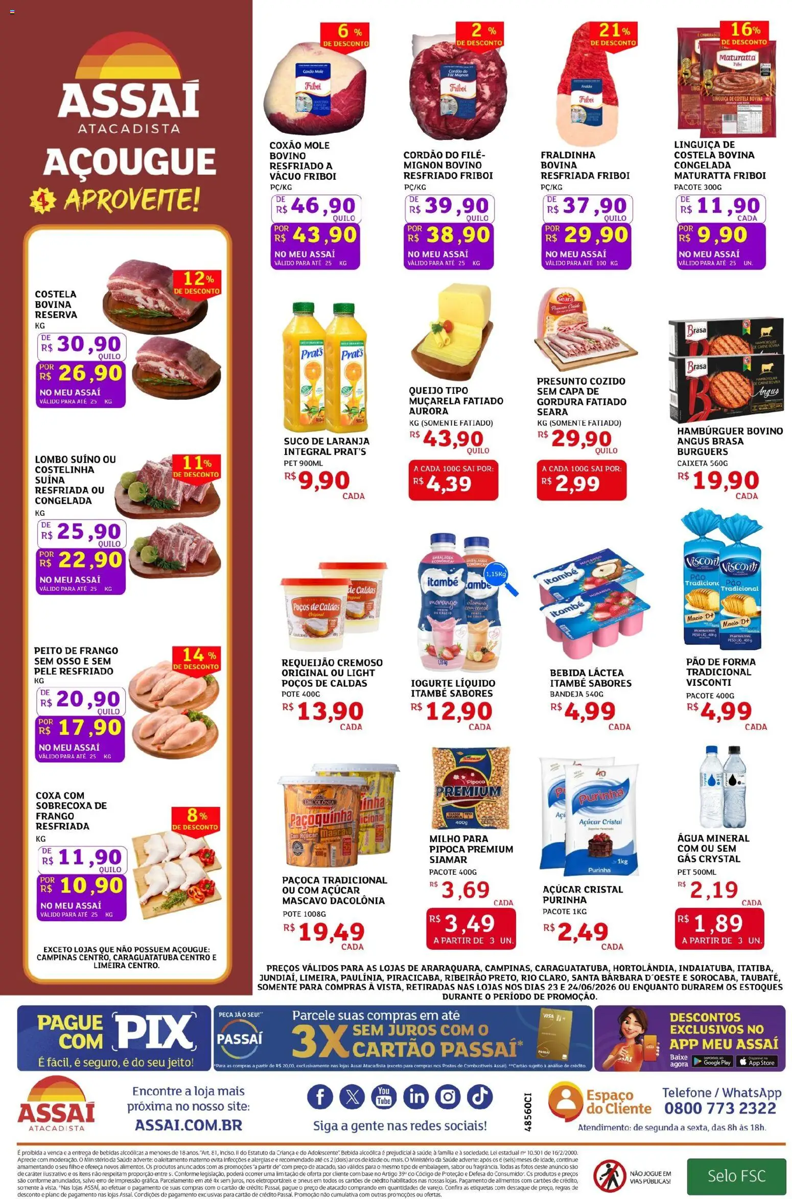 Assaí Atacadista Folheto - válido de 23/06/2026 | Página: 2 | Produtos: Pão, Hambúrguer, Telefone, Requeijão